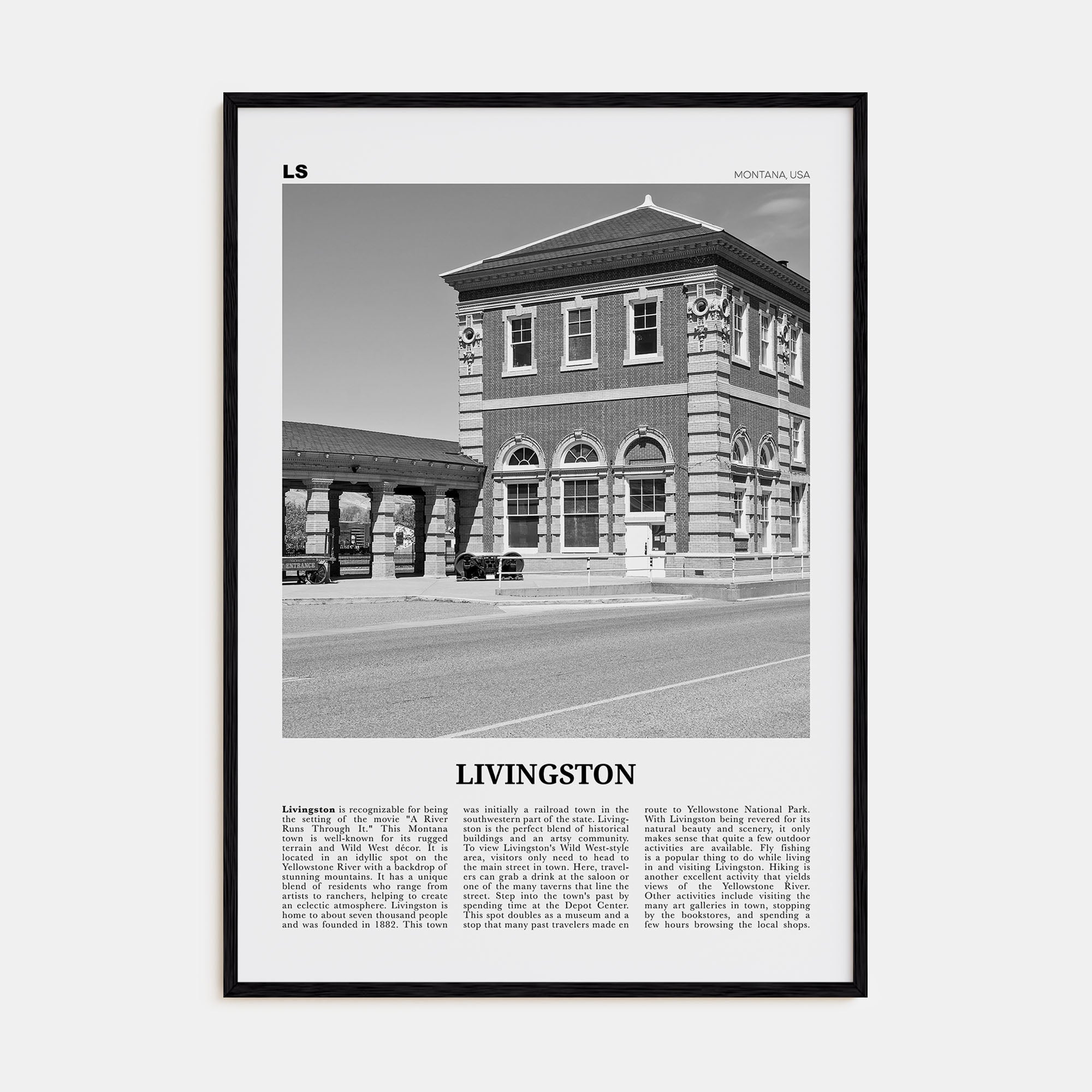 Livingston Travel B&W Poster
