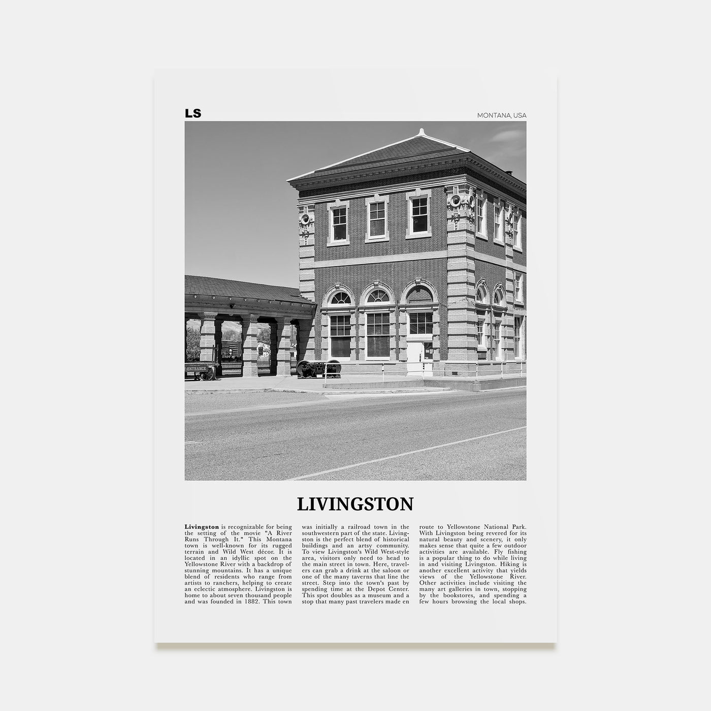 Livingston Travel B&W Poster