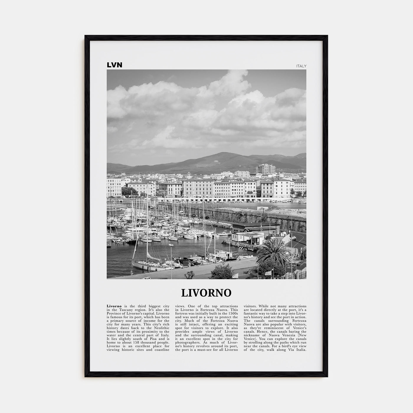 Livorno Travel B&W Poster