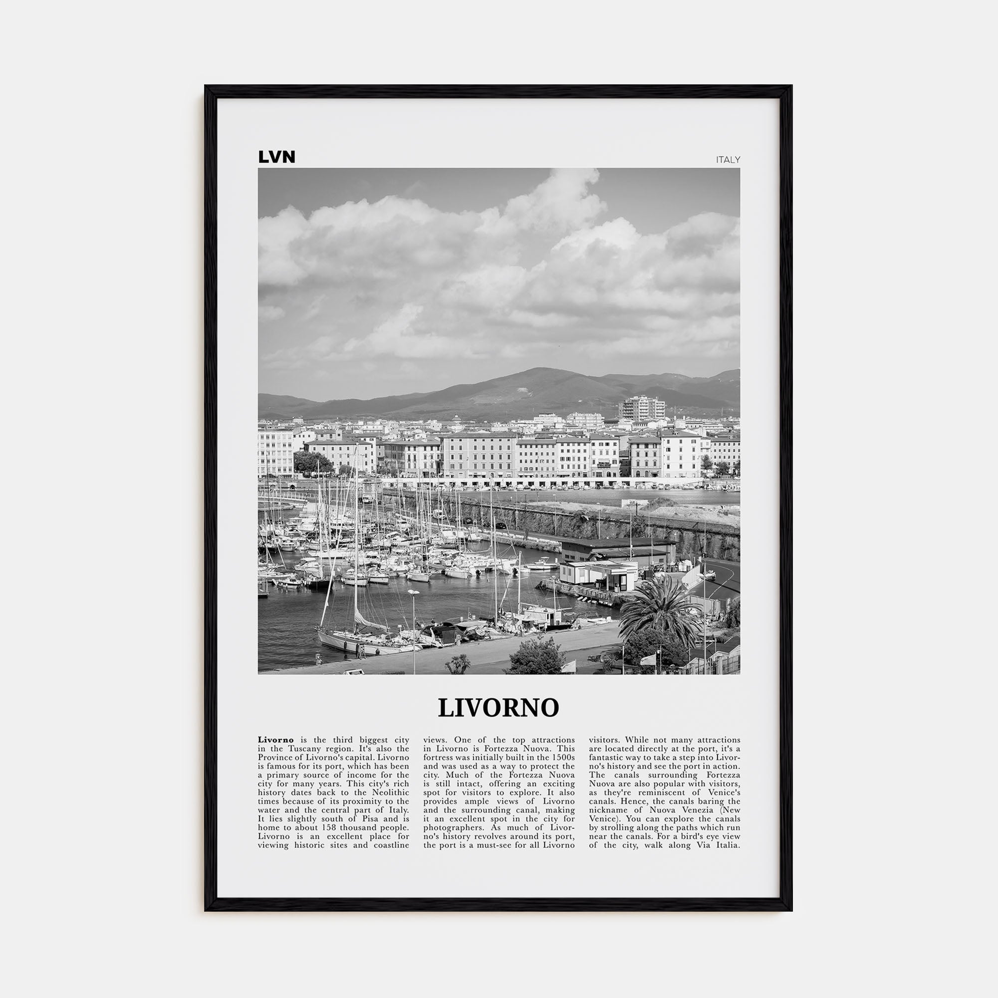 Livorno Travel B&W Poster