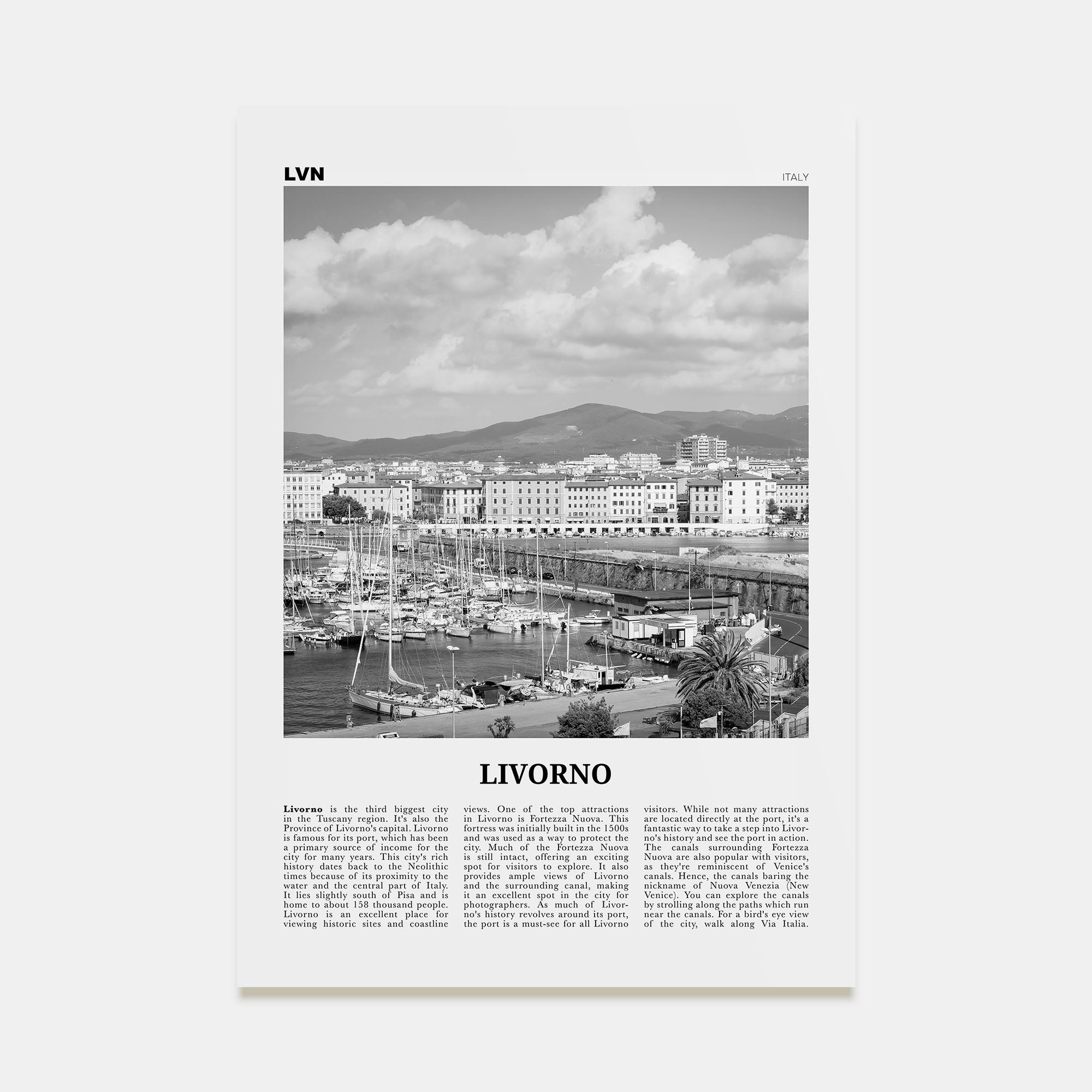 Livorno Travel B&W Poster