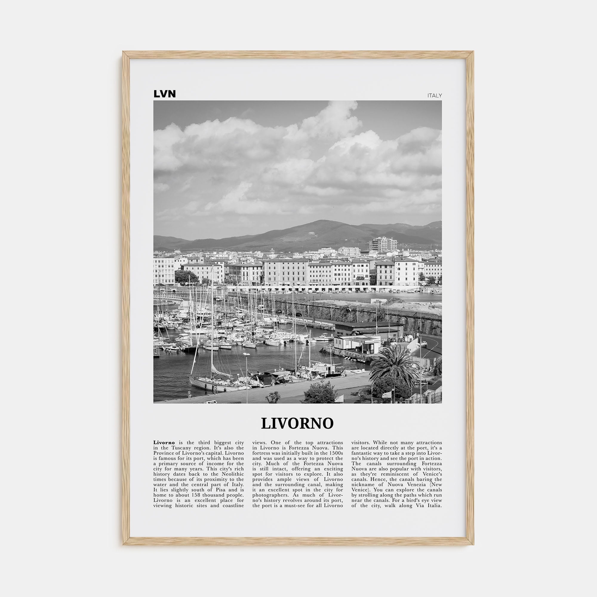 Livorno Travel B&W Poster