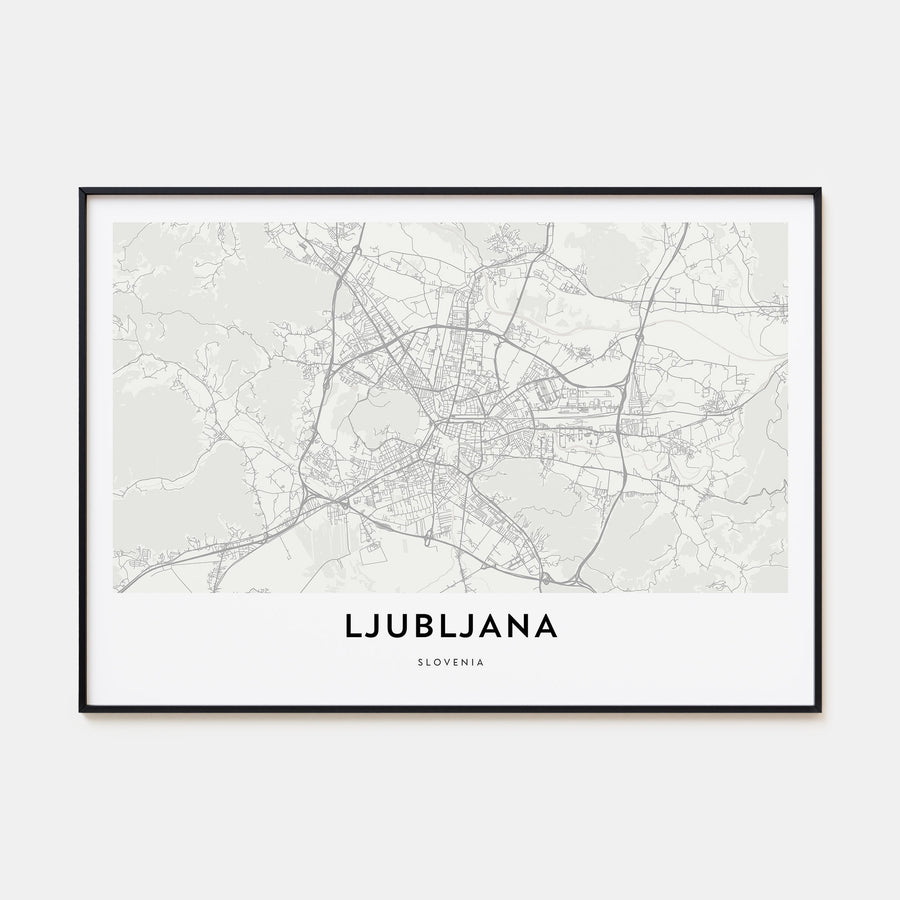 Ljubljana Map Landscape Poster
