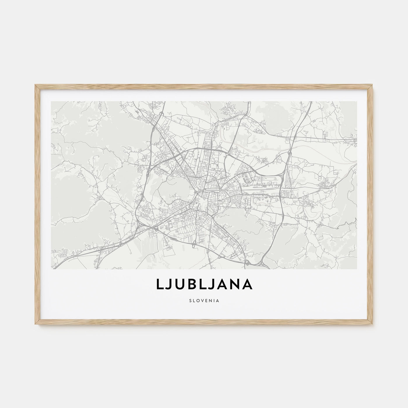Ljubljana Map Landscape Poster
