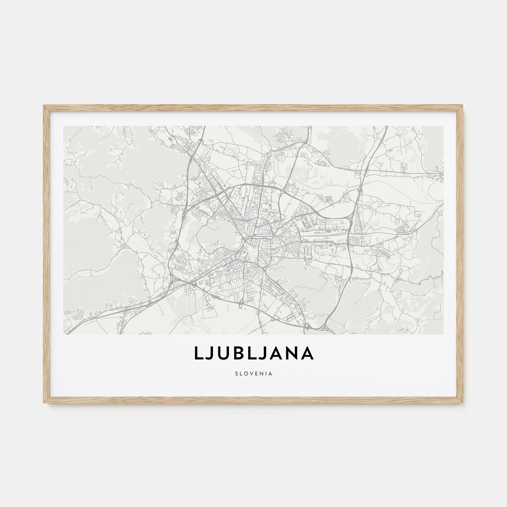 Ljubljana Map Landscape Poster