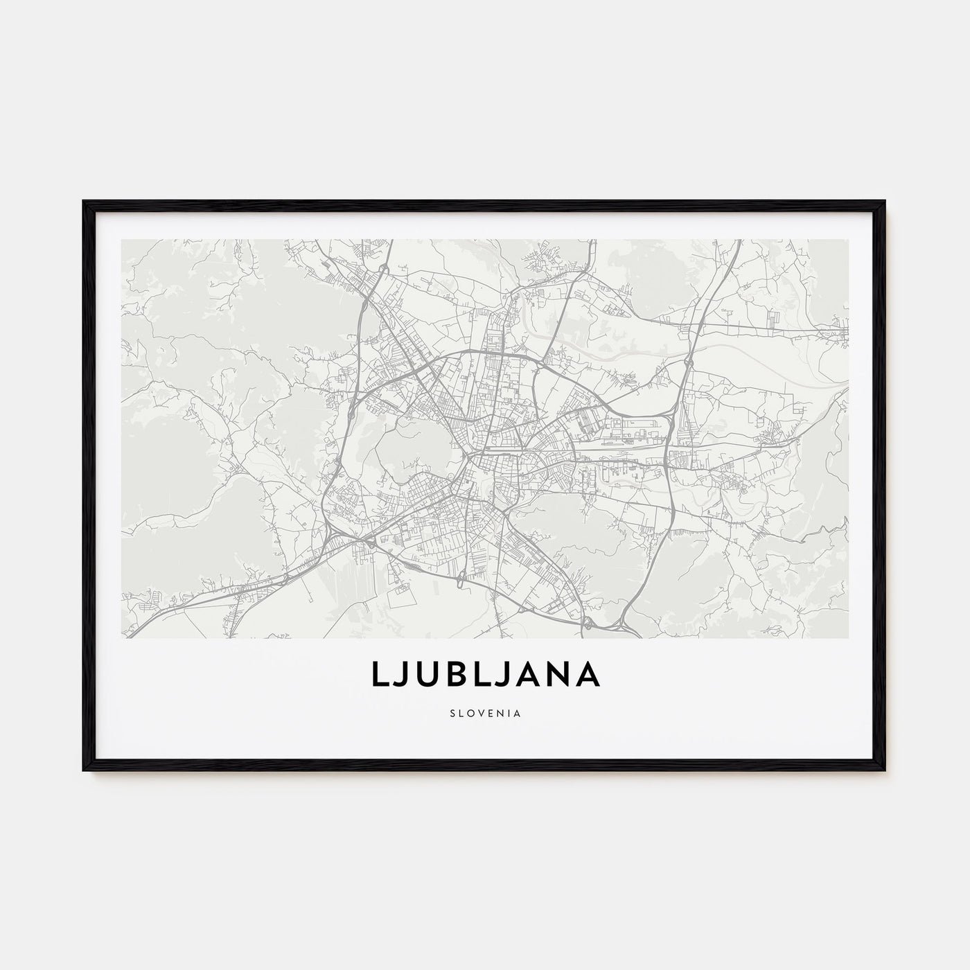 Ljubljana Map Landscape Poster