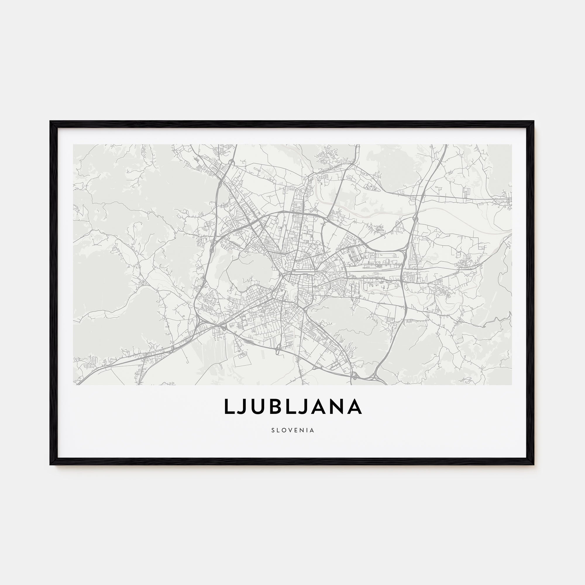 Ljubljana Map Landscape Poster