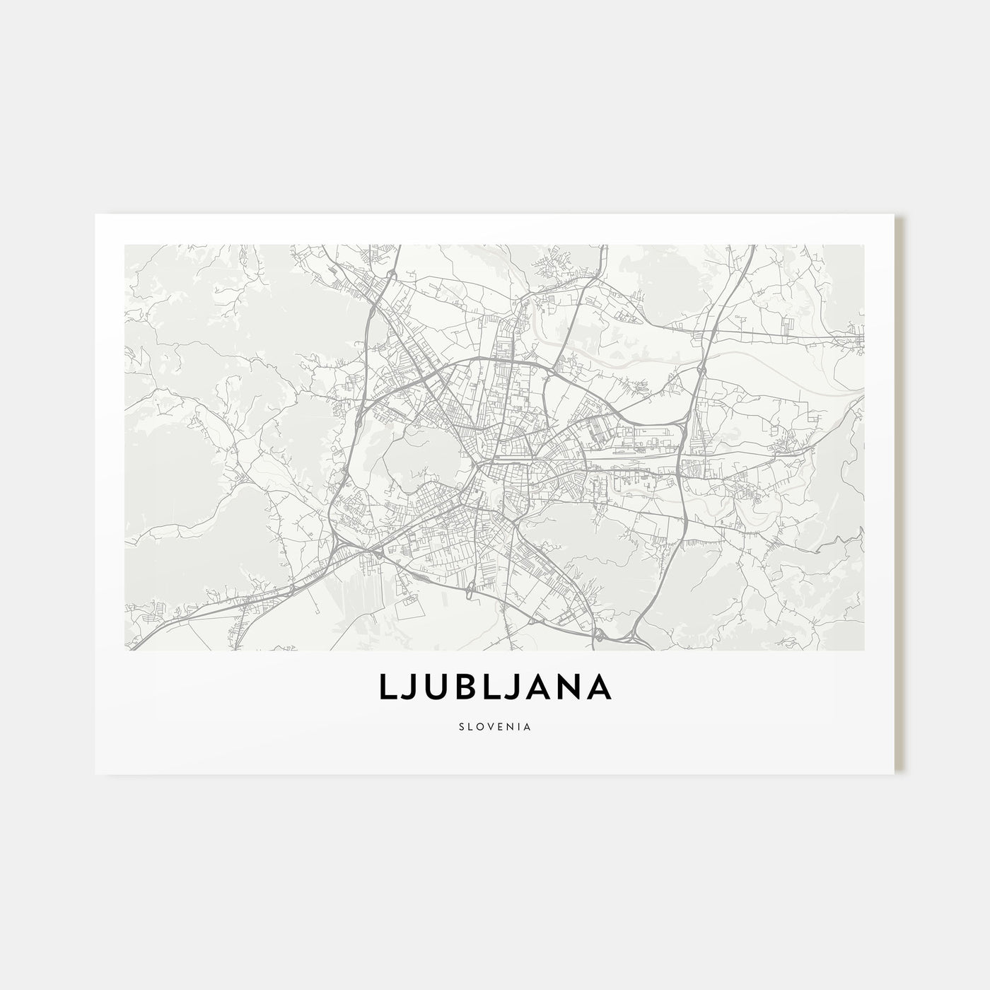 Ljubljana Map Landscape Poster