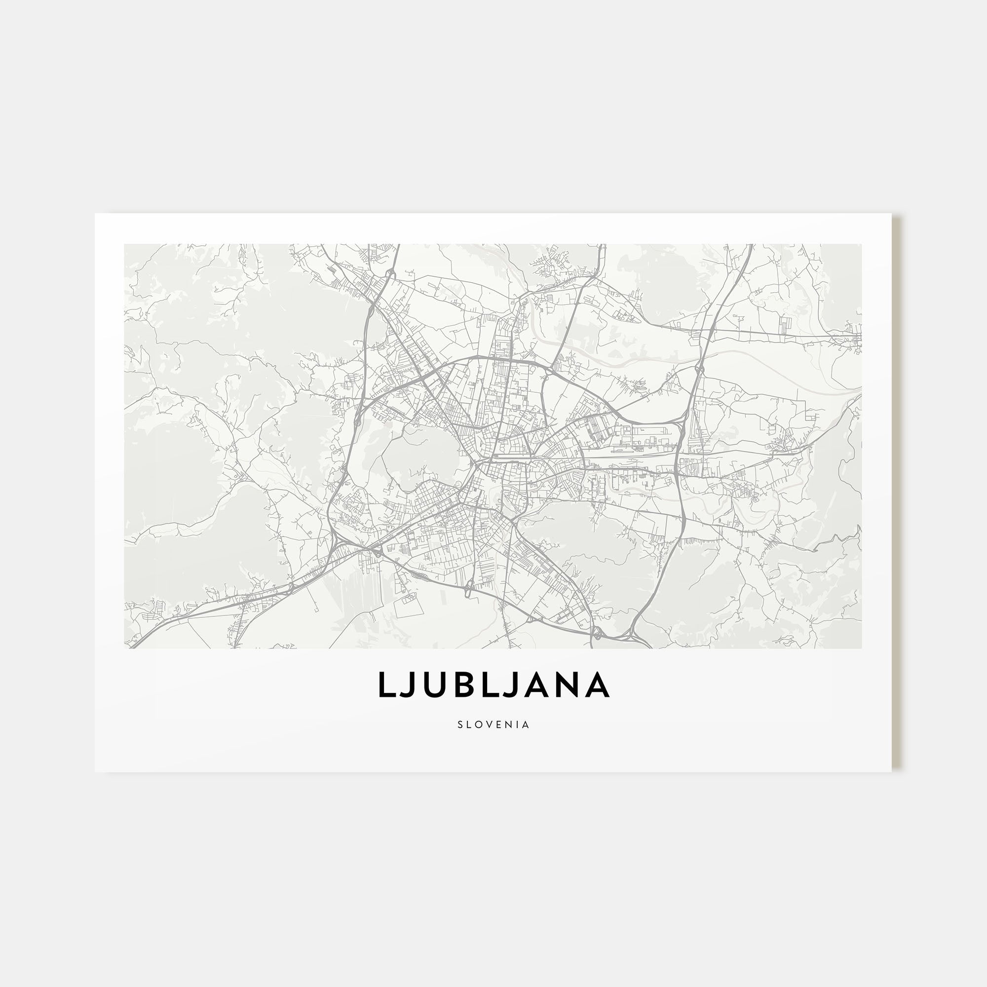 Ljubljana Map Landscape Poster