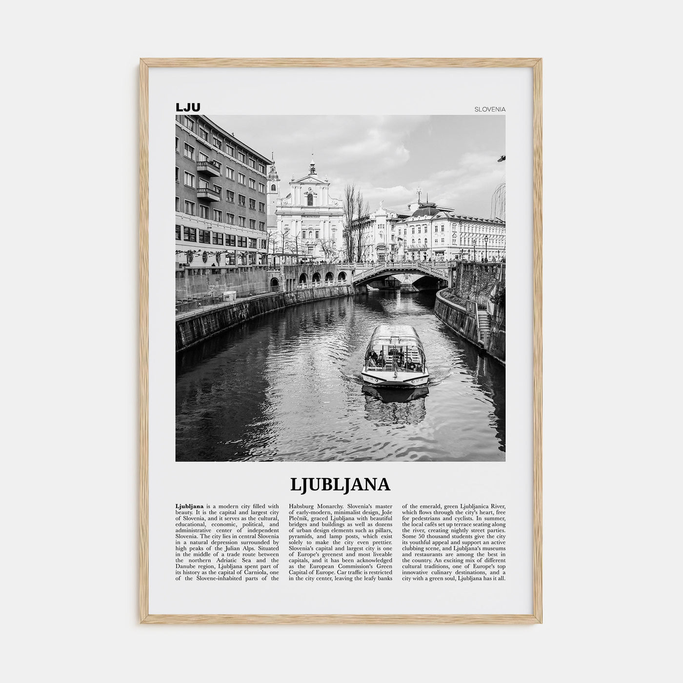 Ljubljana Travel B&W Poster
