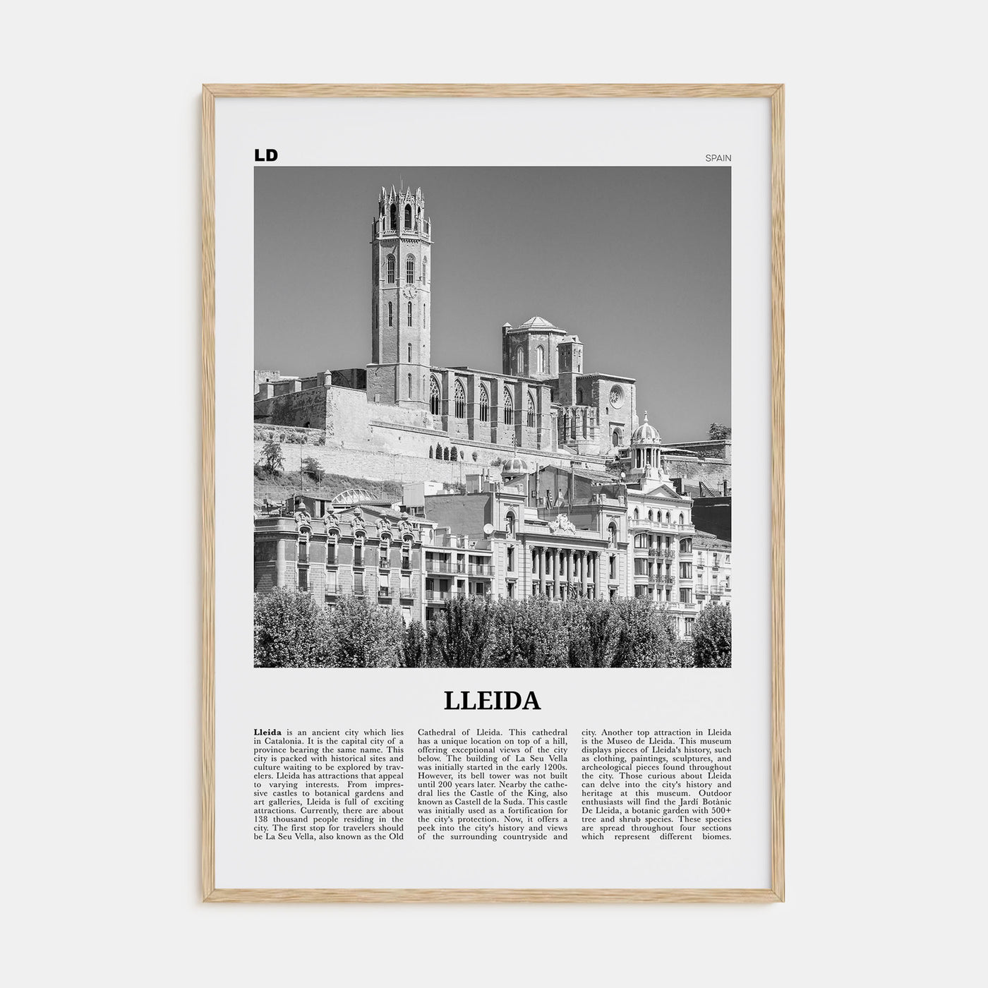 Lleida Travel B&W Poster
