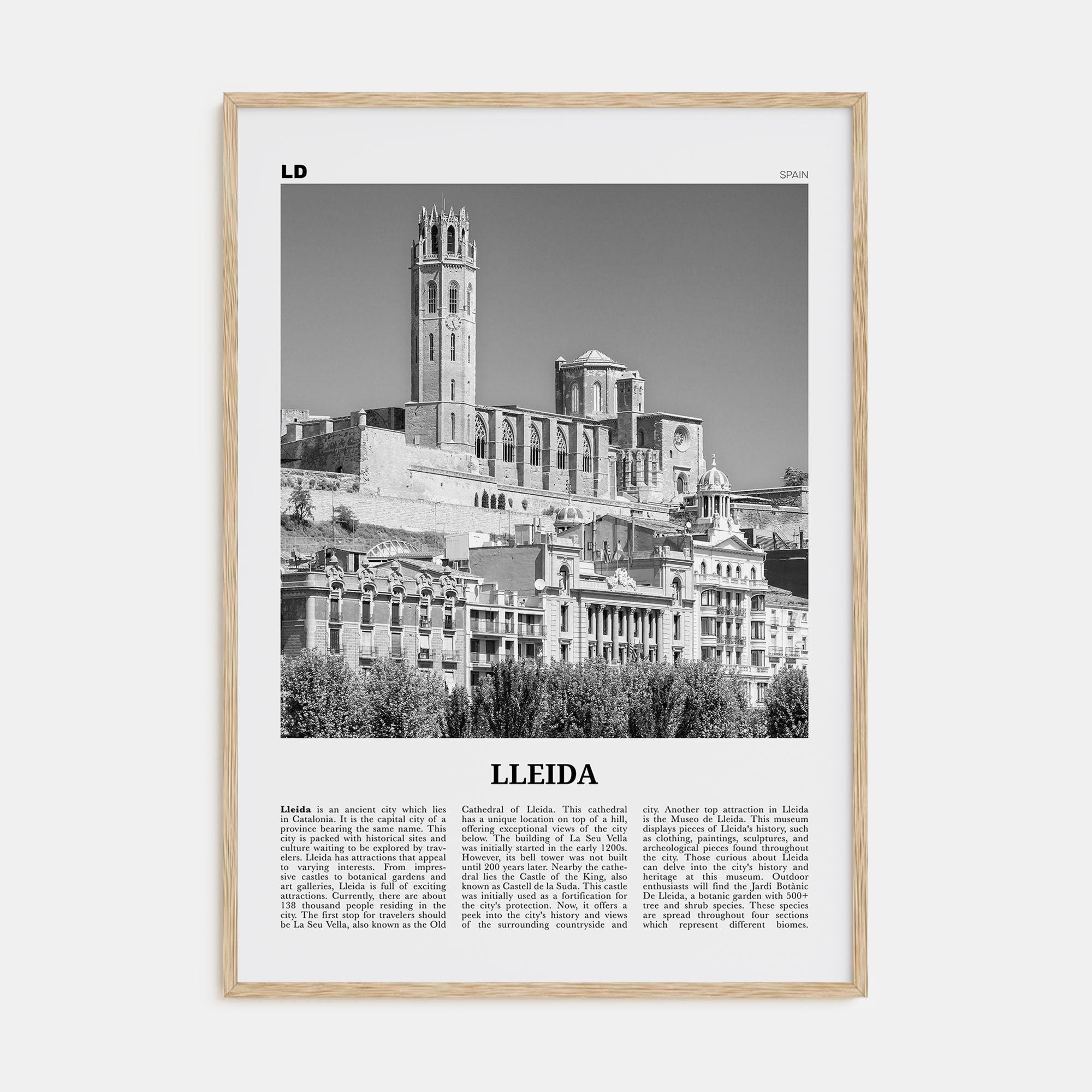 Lleida Travel B&W Poster