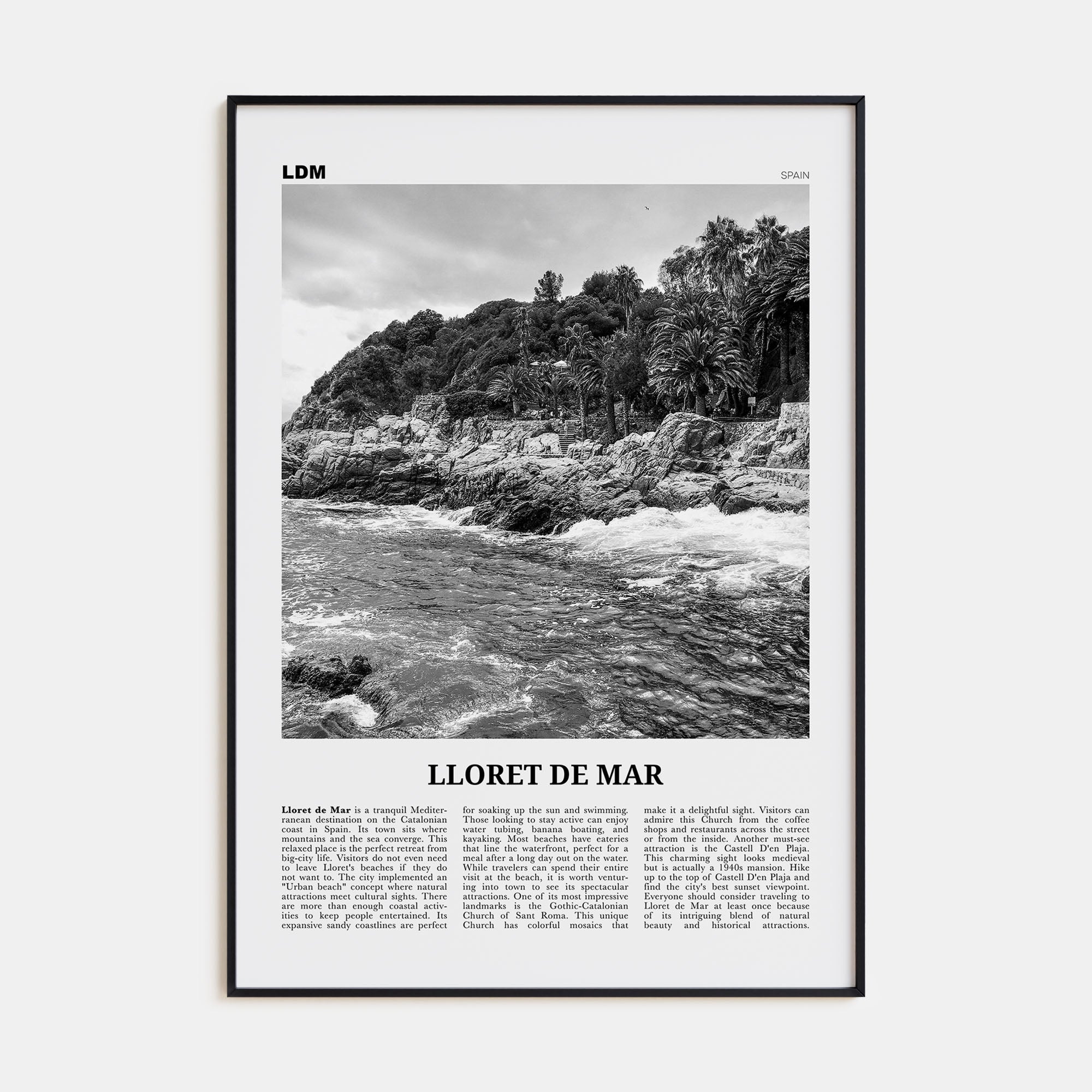 Lloret de Mar Travel B&W No 1 Poster