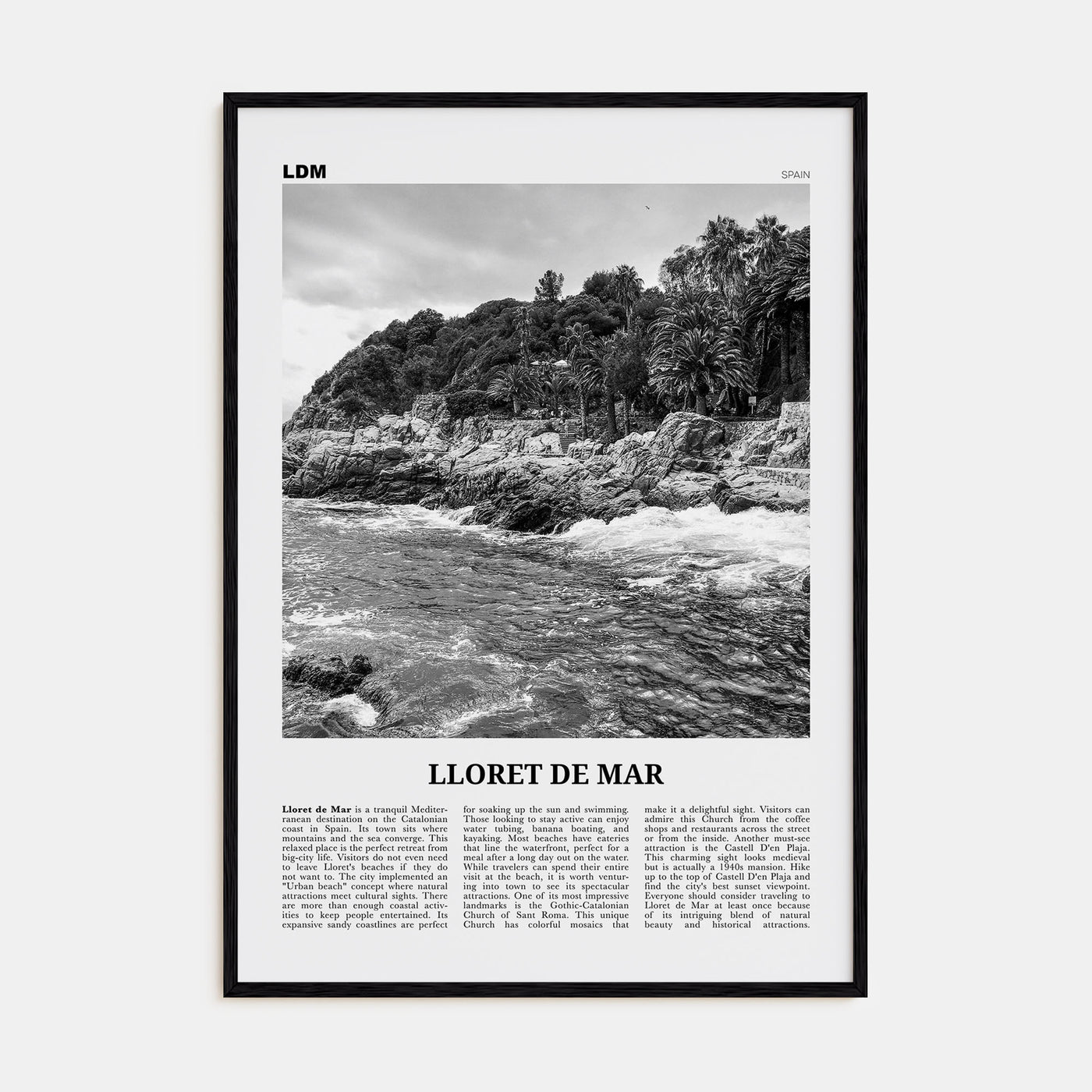 Lloret de Mar Travel B&W No 1 Poster