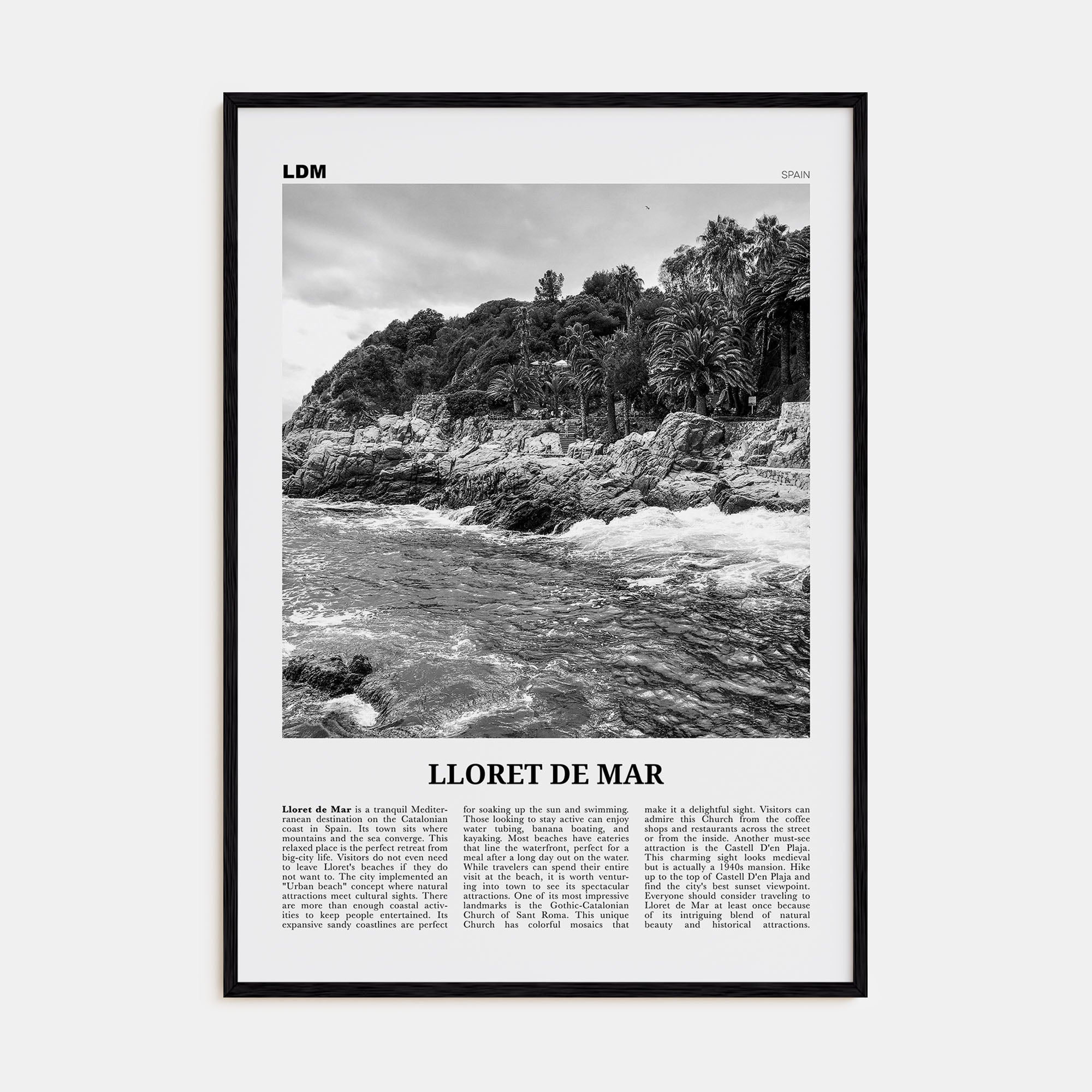 Lloret de Mar Travel B&W No 1 Poster