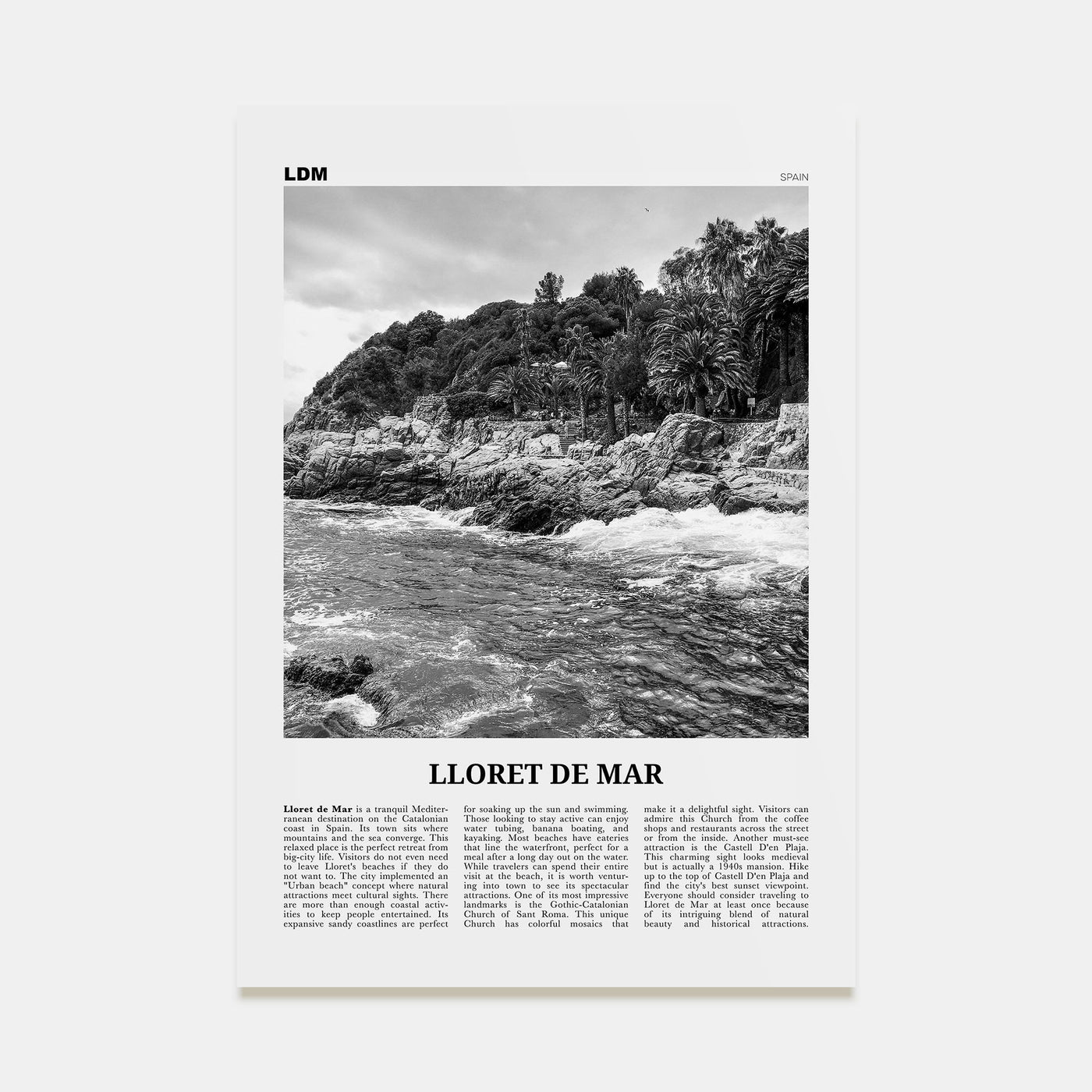Lloret de Mar Travel B&W No 1 Poster