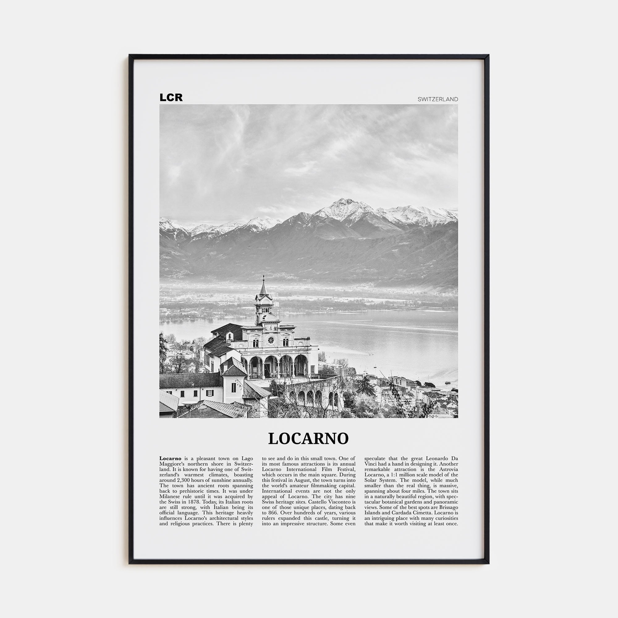 Locarno Travel B&W Poster
