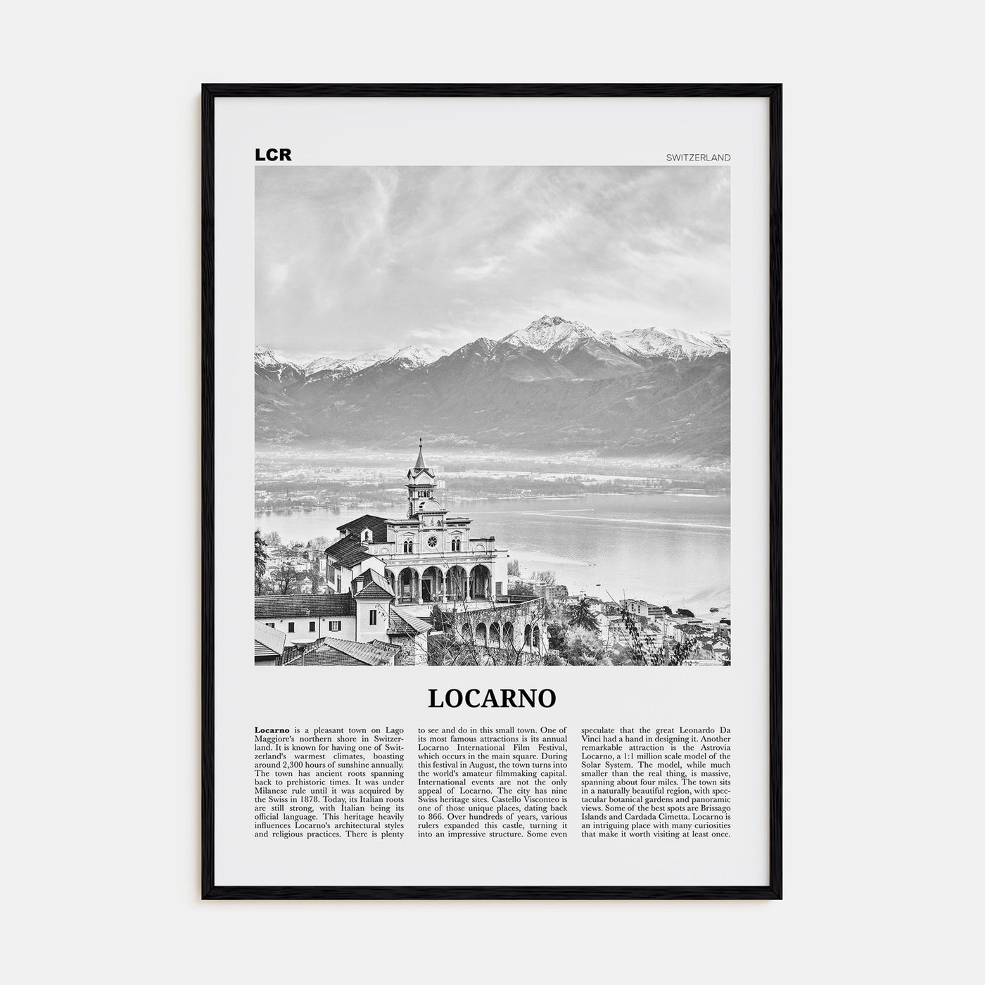 Locarno Travel B&W Poster