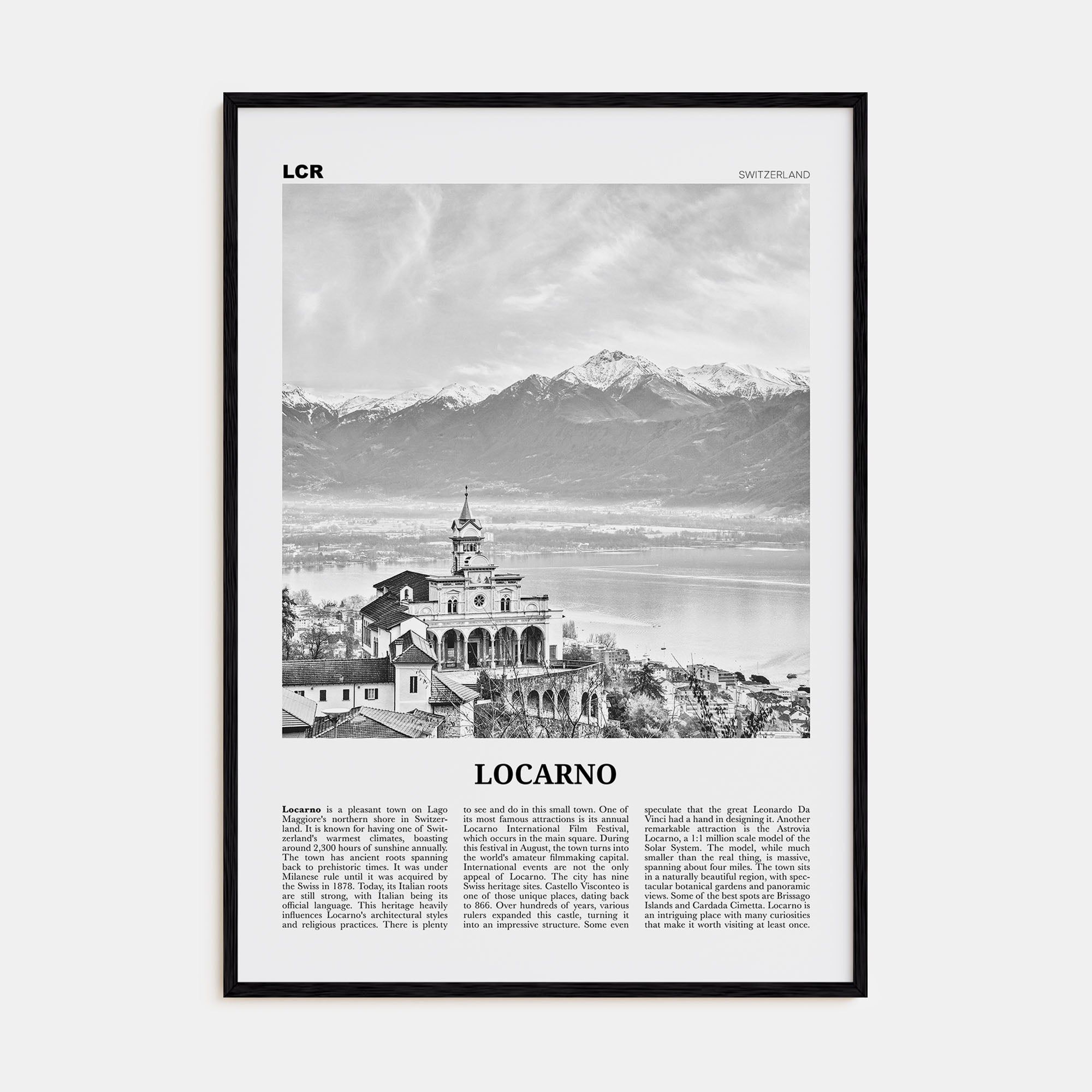 Locarno Travel B&W Poster
