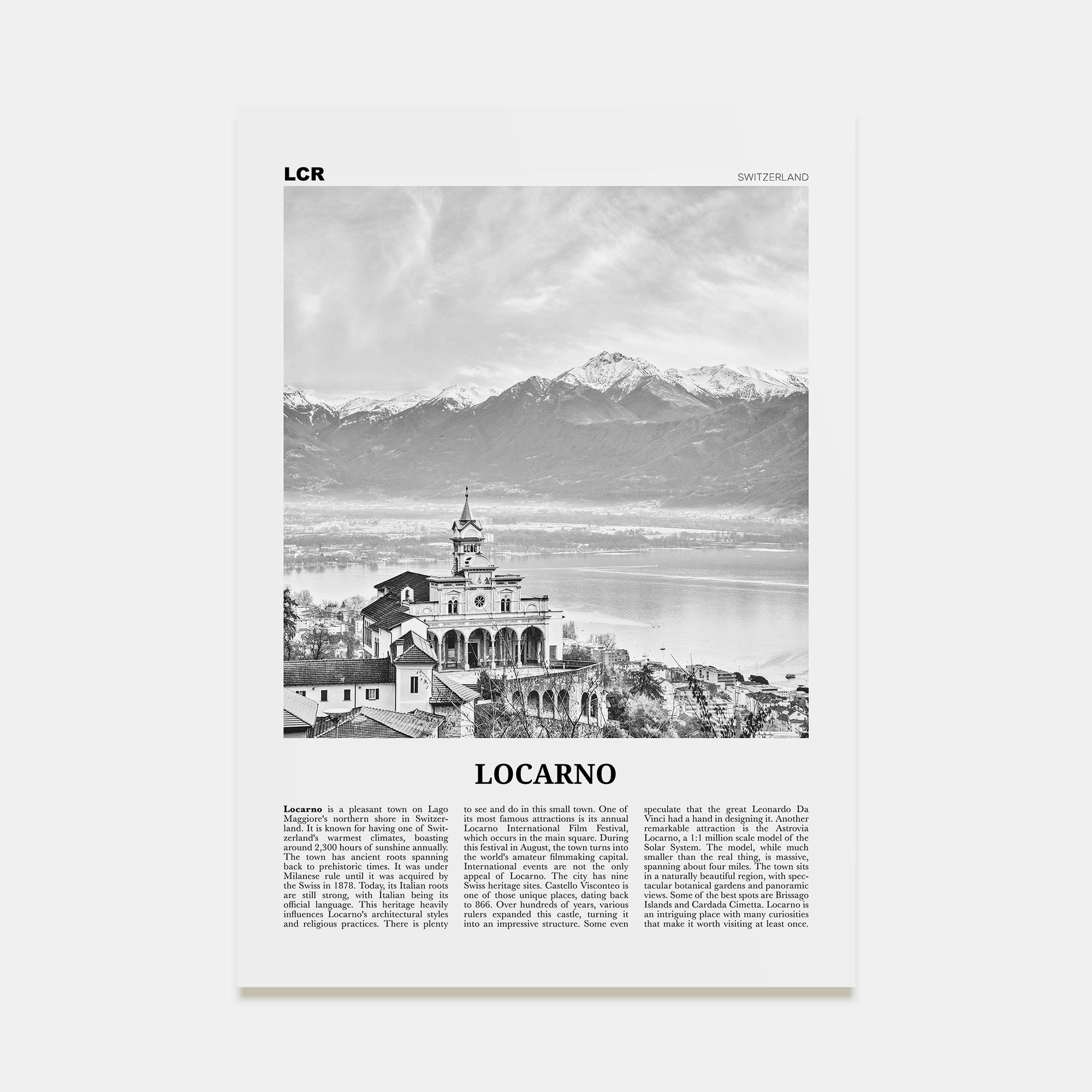Locarno Travel B&W Poster