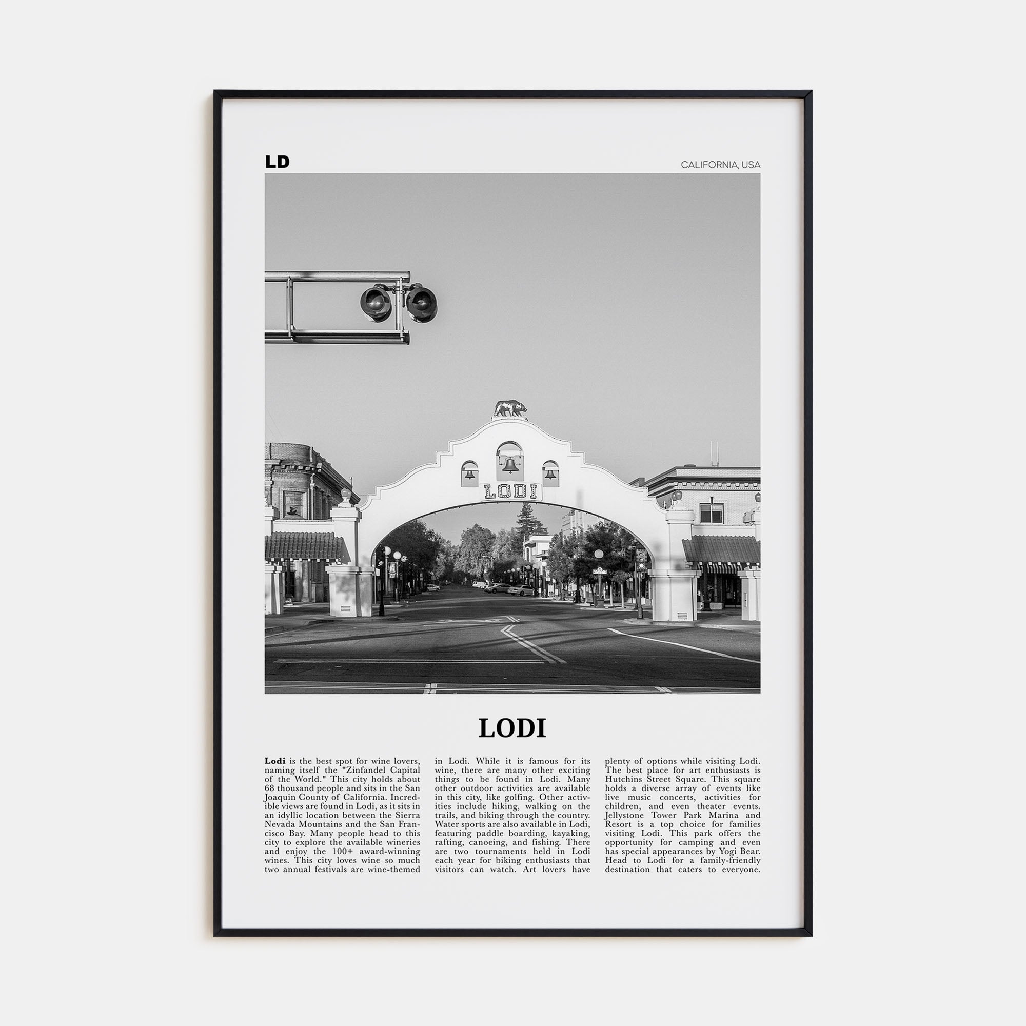 Lodi Travel B&W Poster