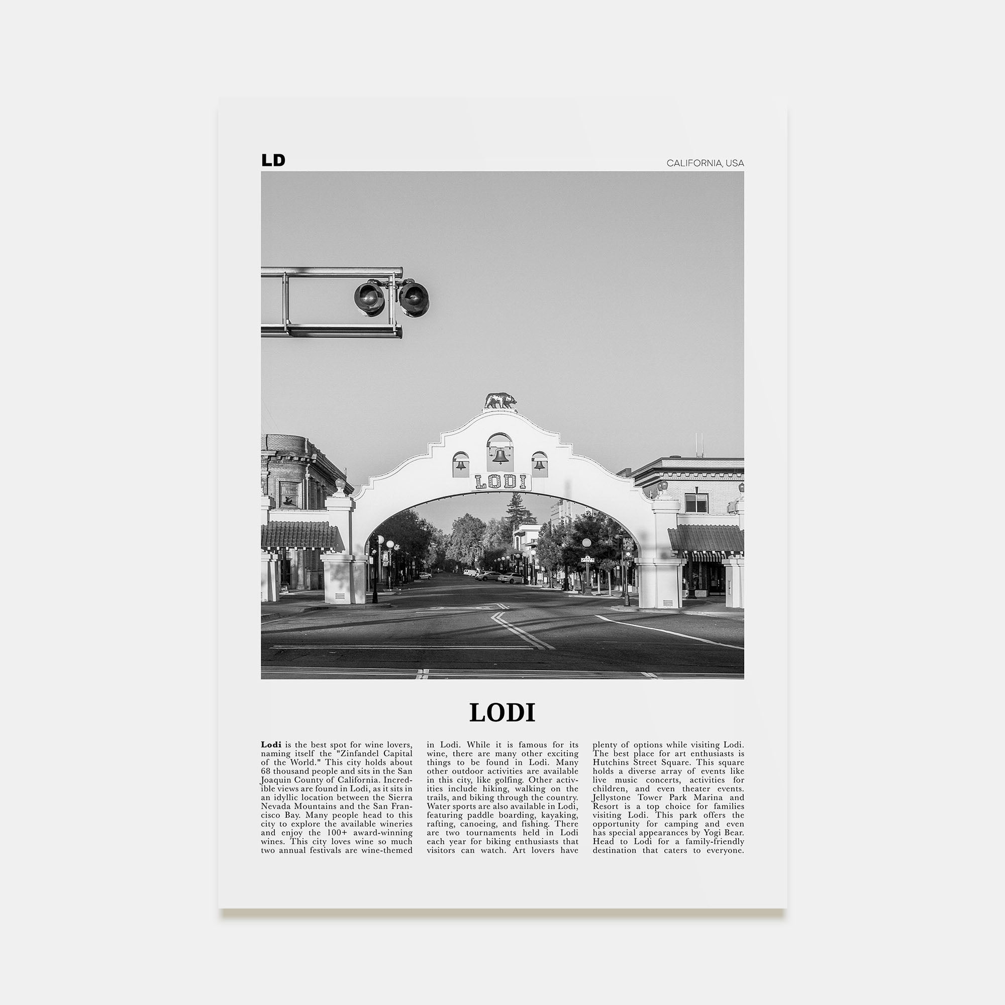 Lodi Travel B&W Poster