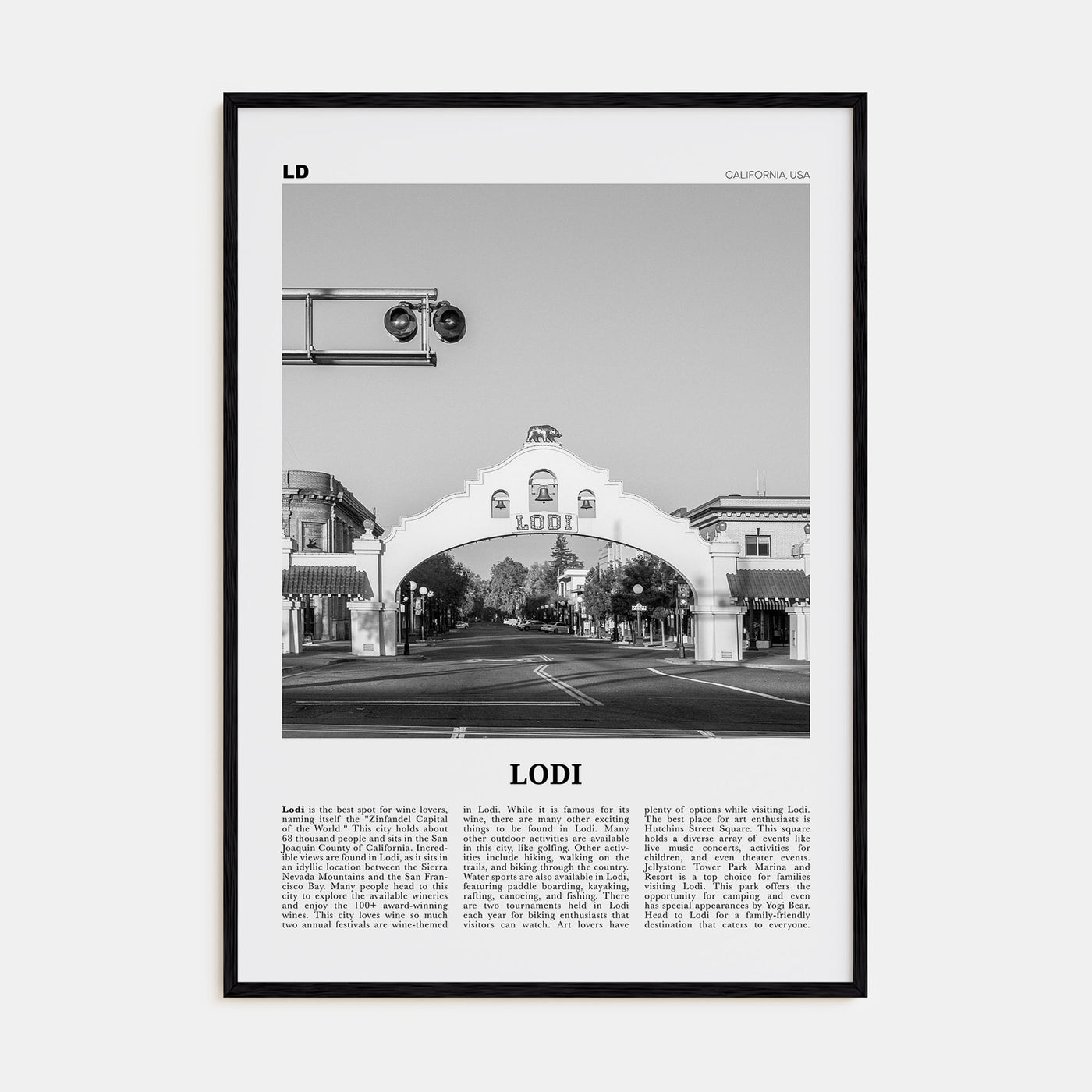 Lodi Travel B&W Poster