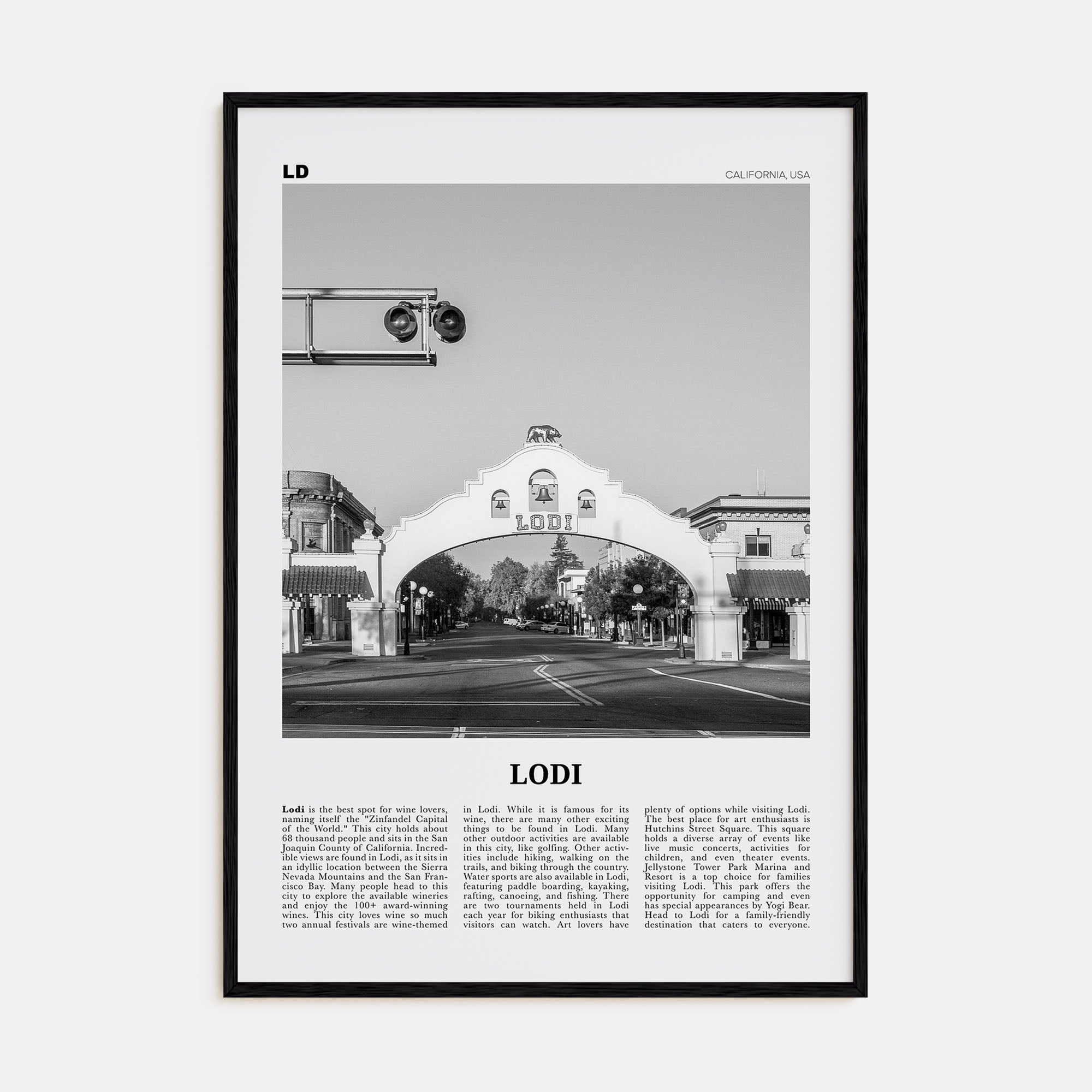 Lodi Travel B&W Poster