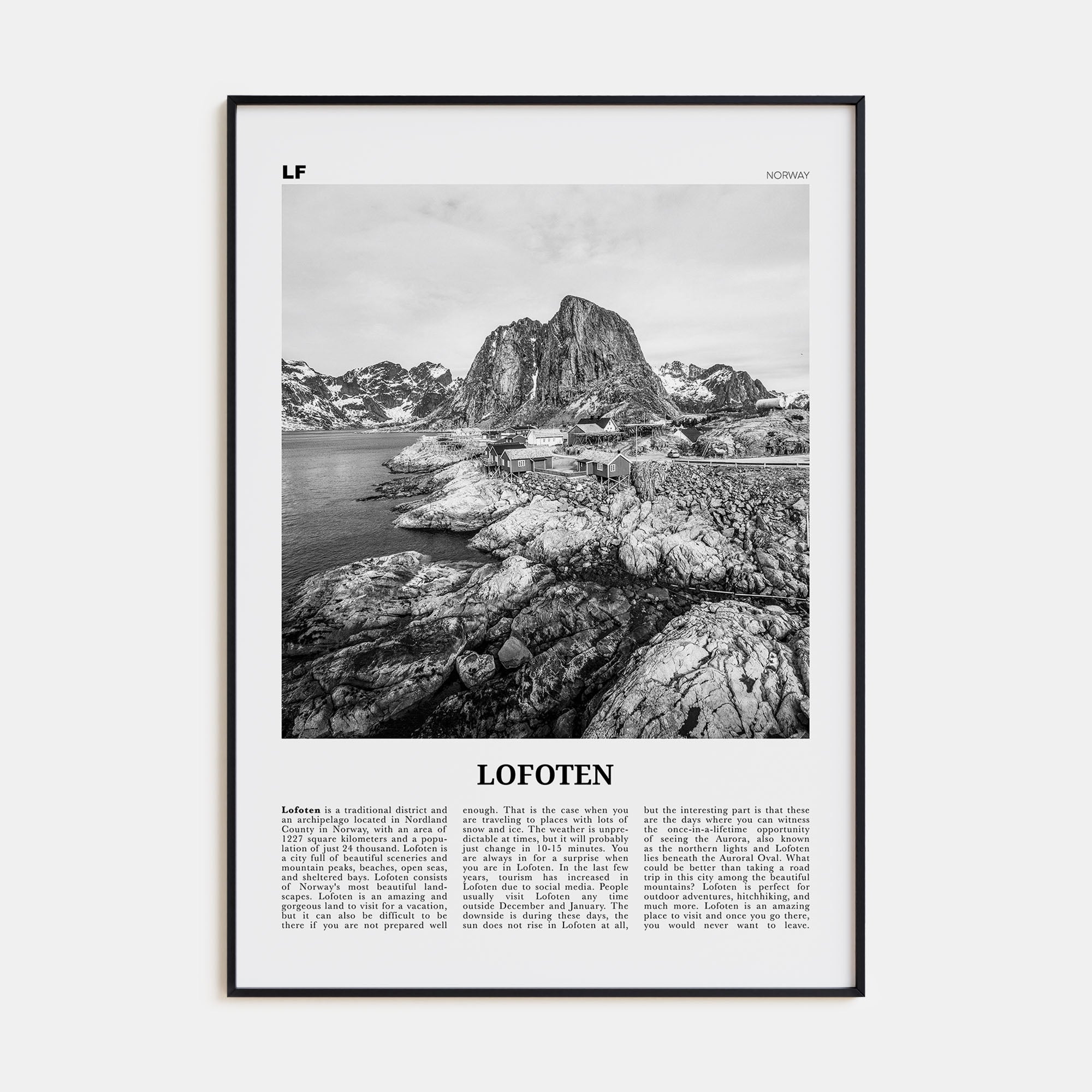 Lofoten Travel B&W Poster