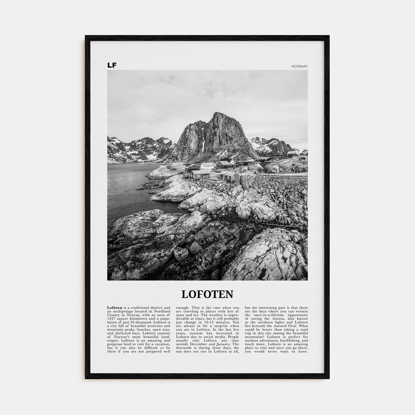 Lofoten Travel B&W Poster