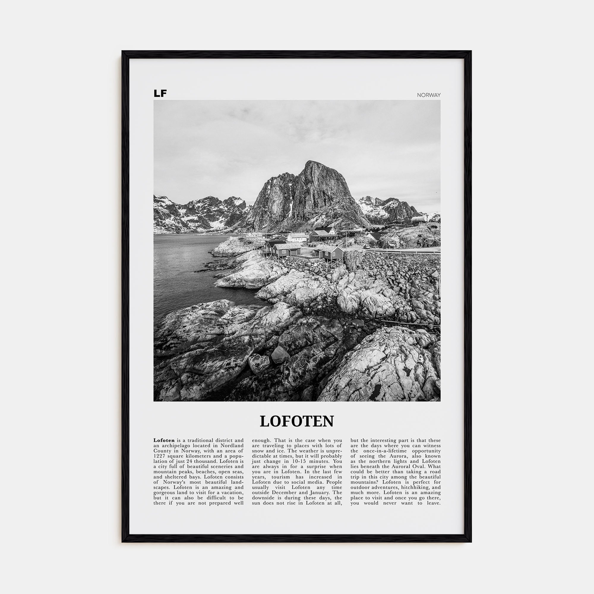 Lofoten Travel B&W Poster