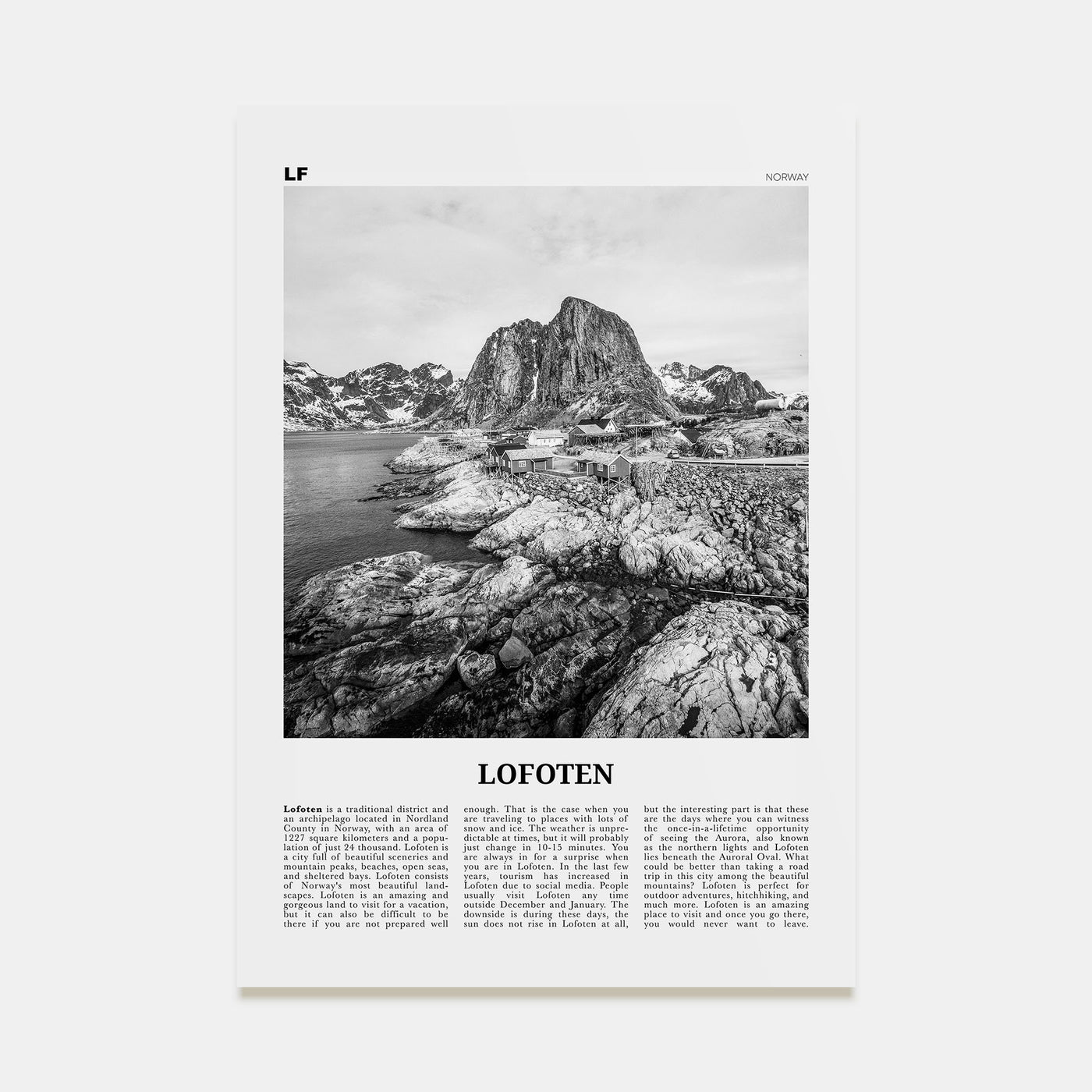 Lofoten Travel B&W Poster