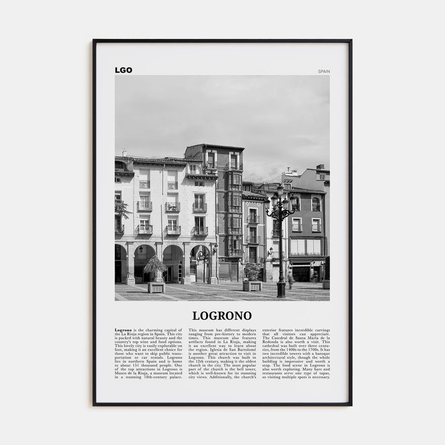 Logroño Travel B&W Poster