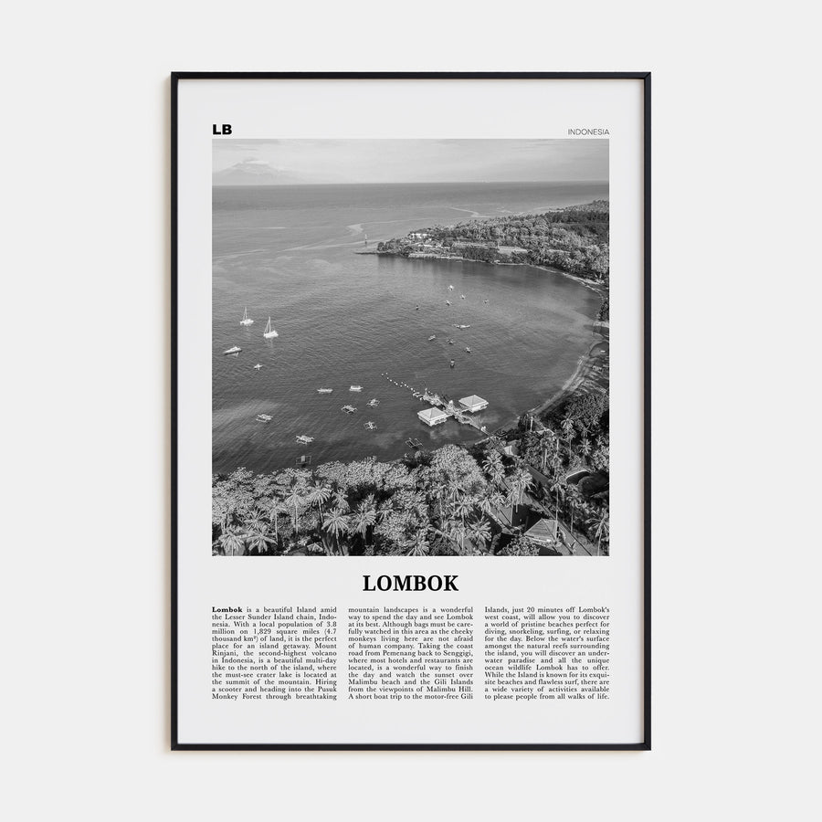 Lombok Travel B&W Poster