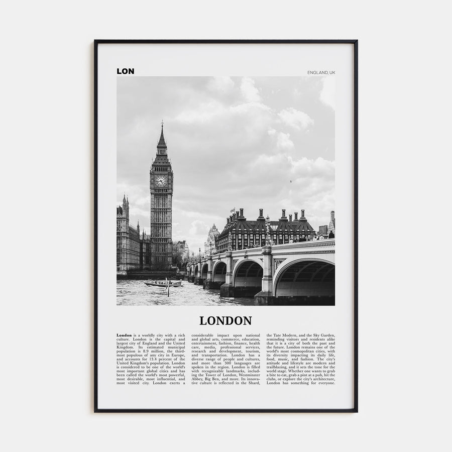 London Travel B&W No 1 Poster