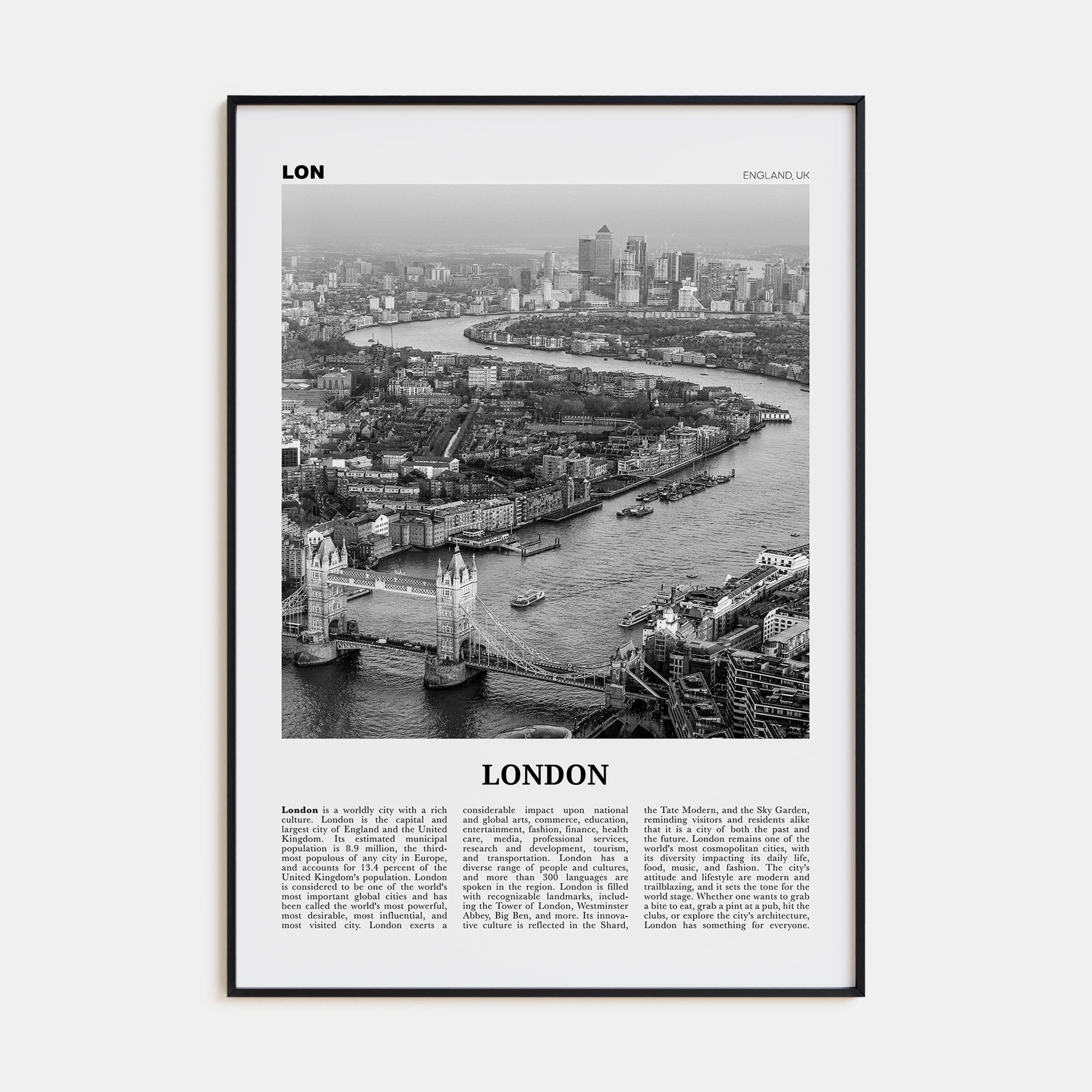 London Travel B&W No 2 Poster