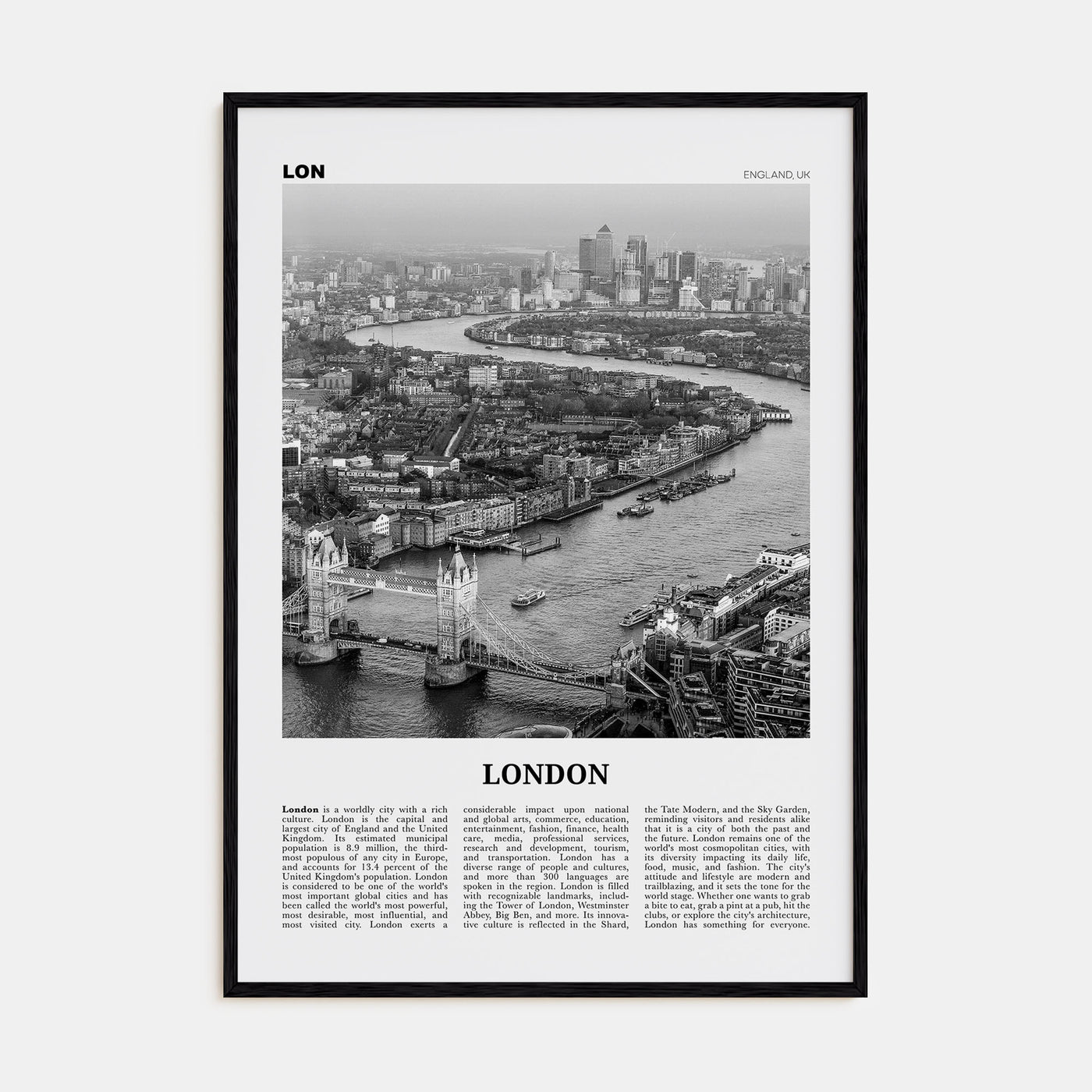 London Travel B&W No 2 Poster