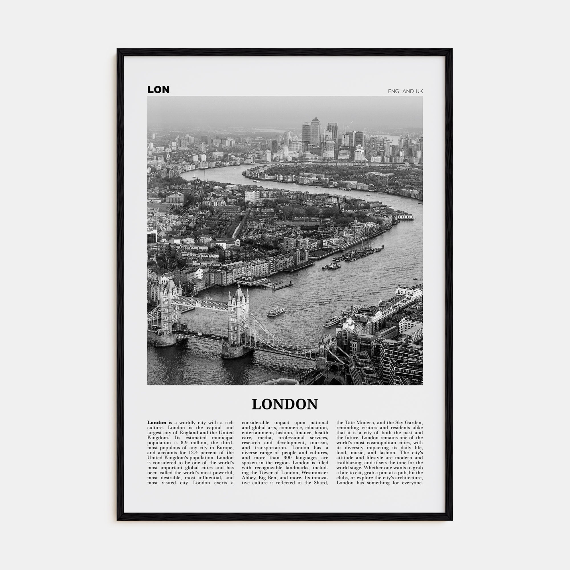 London Travel B&W No 2 Poster