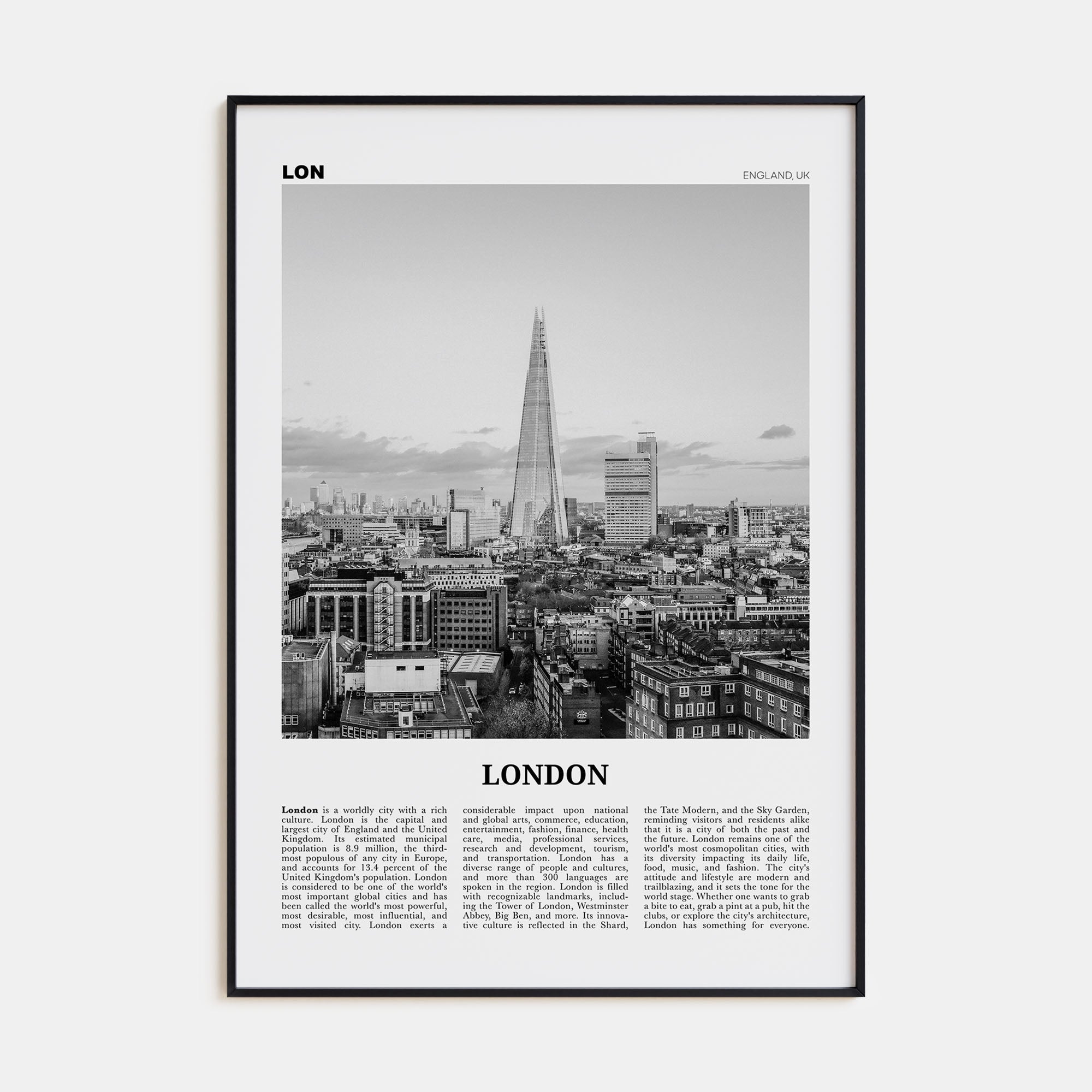 London Travel B&W No 3 Poster