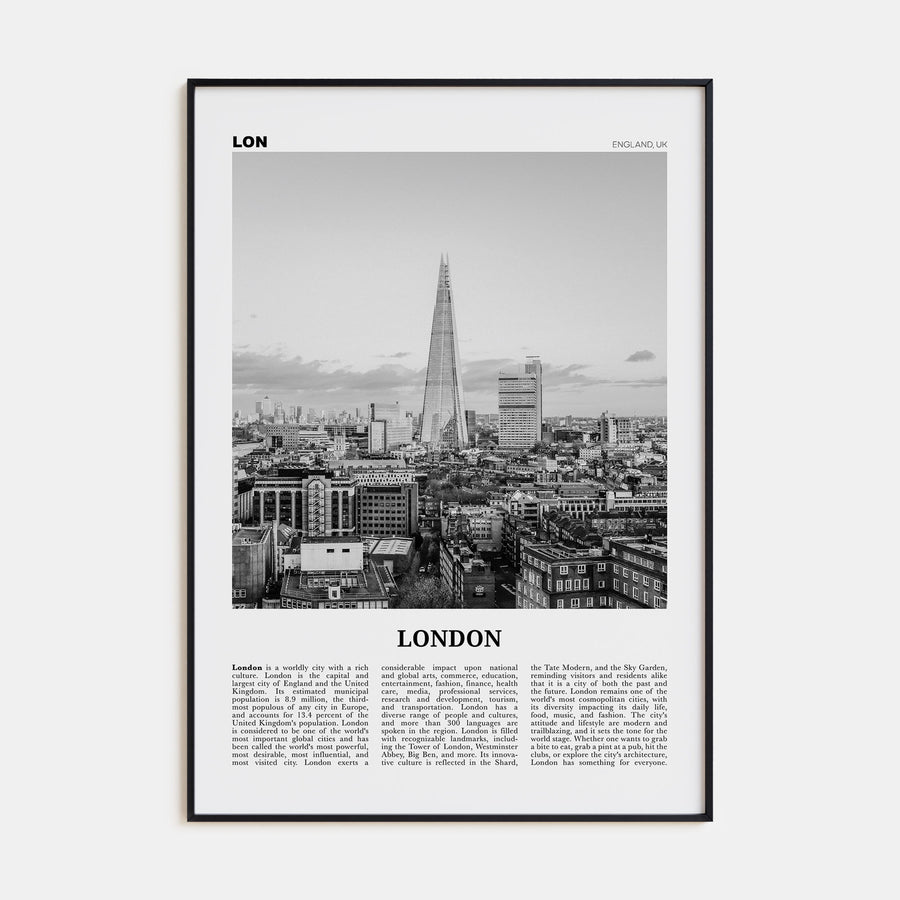 London Travel B&W No 3 Poster