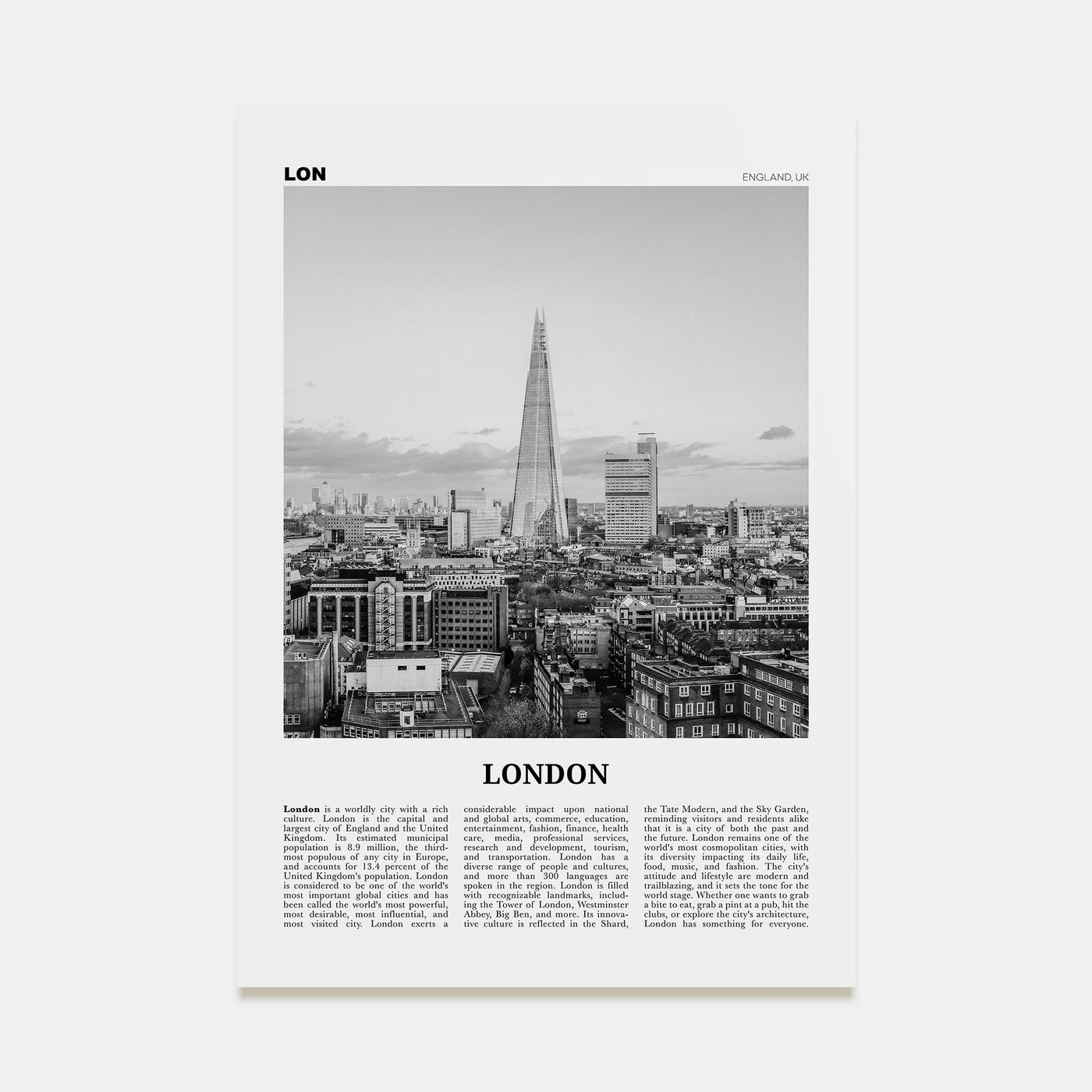 London Travel B&W No 3 Poster