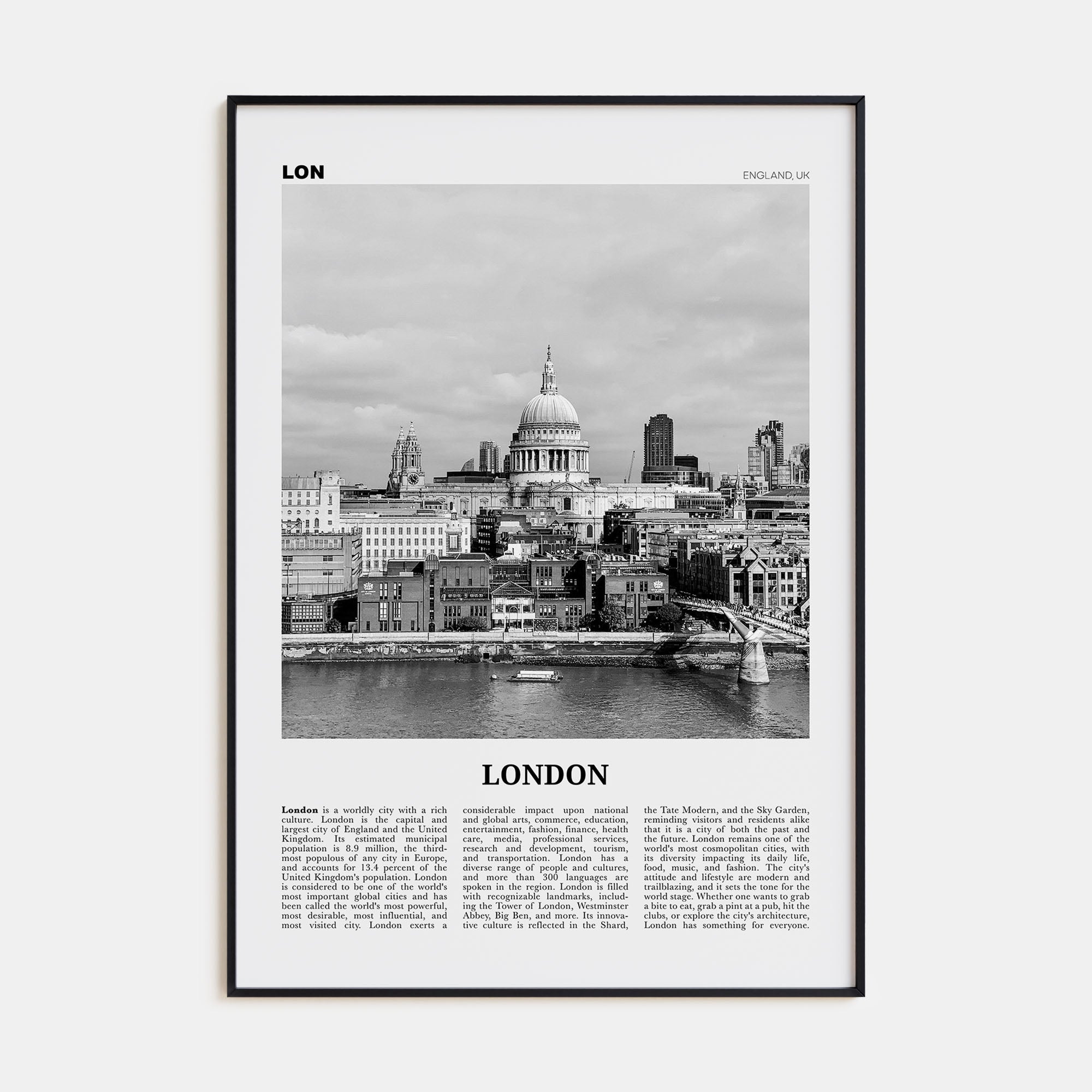 London Travel B&W No 4 Poster