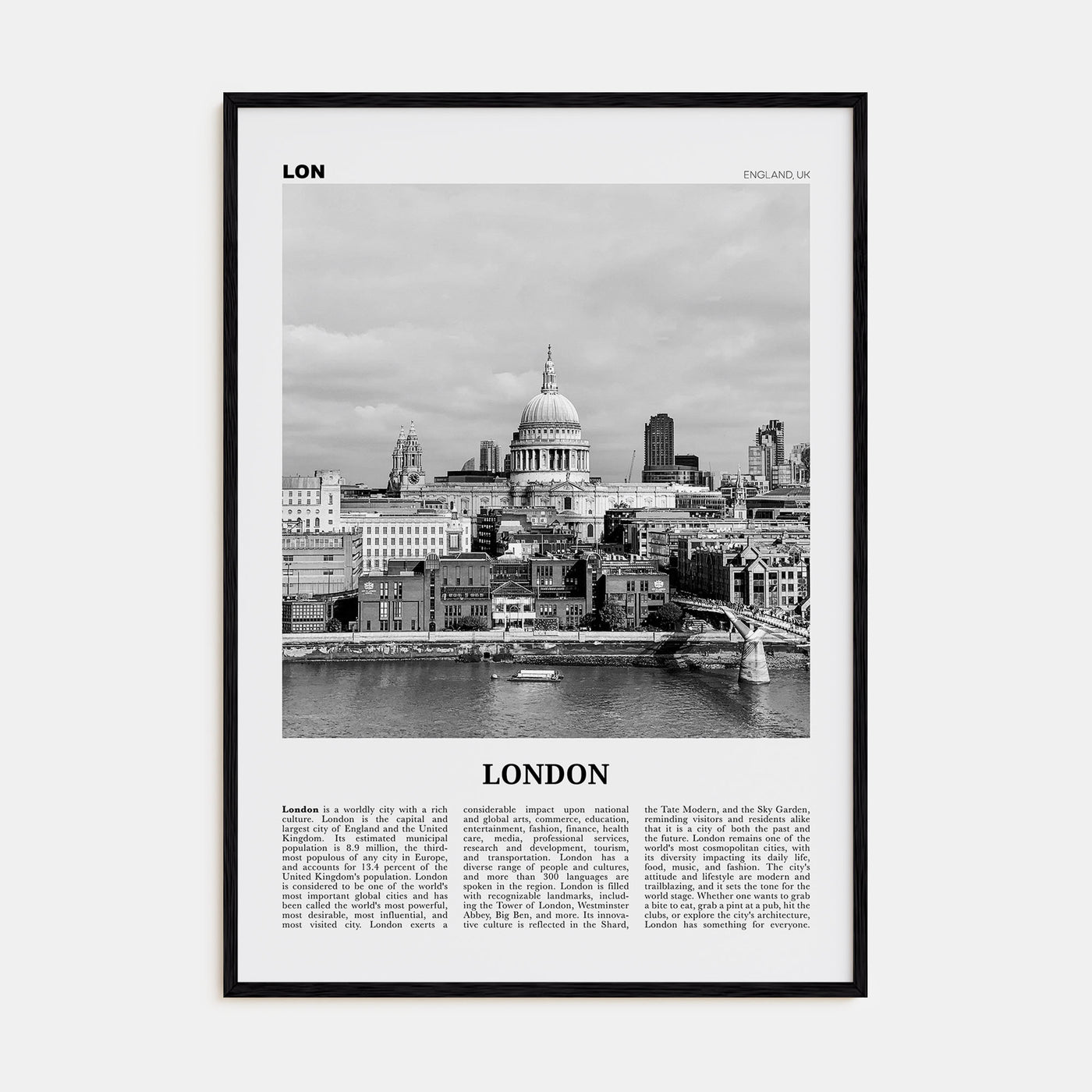 London Travel B&W No 4 Poster