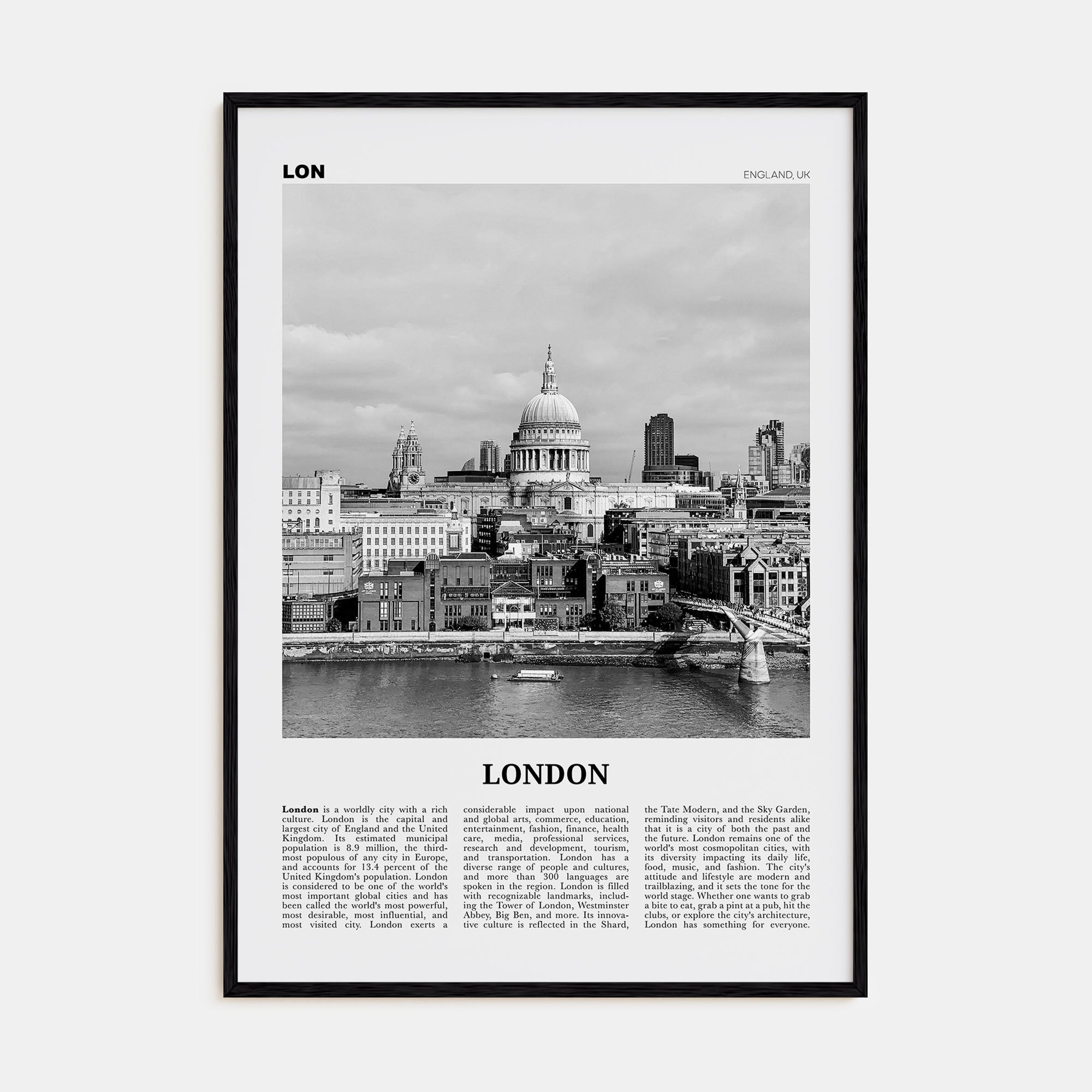 London Travel B&W No 4 Poster