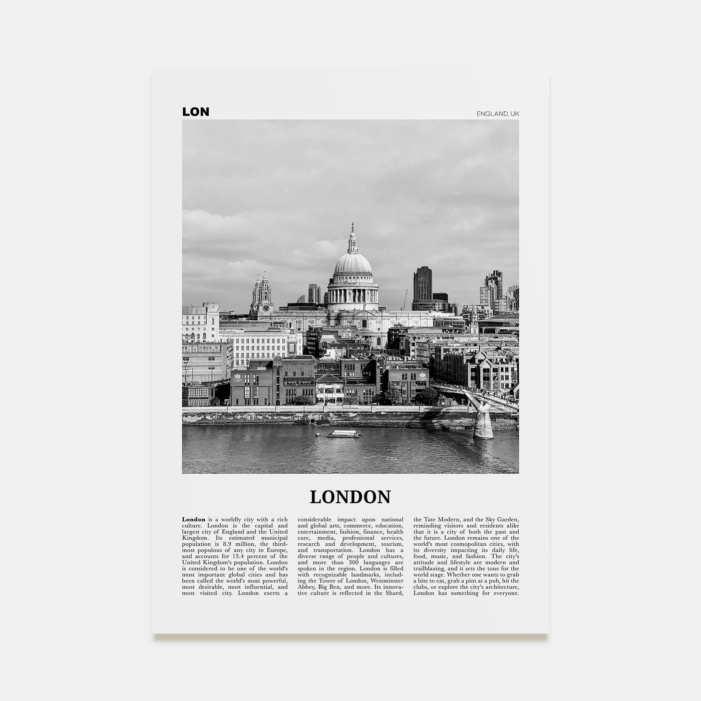 London Travel B&W No 4 Poster