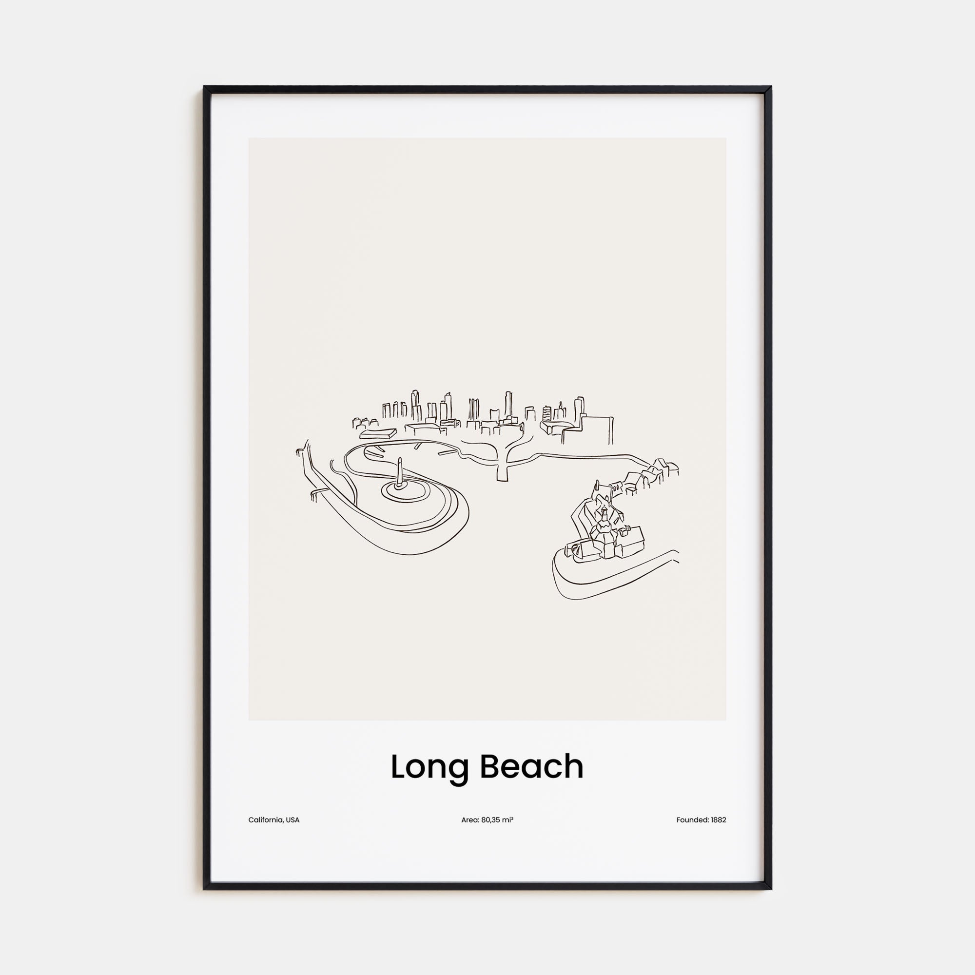 Long Beach Drawn Poster