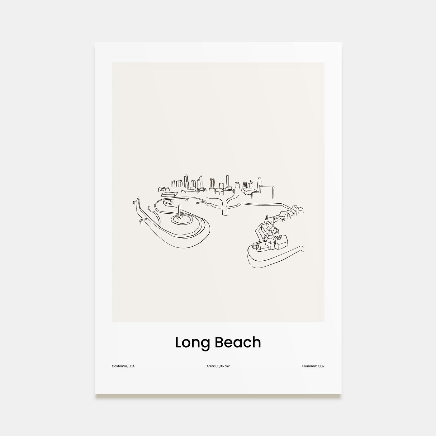 Long Beach Drawn Poster