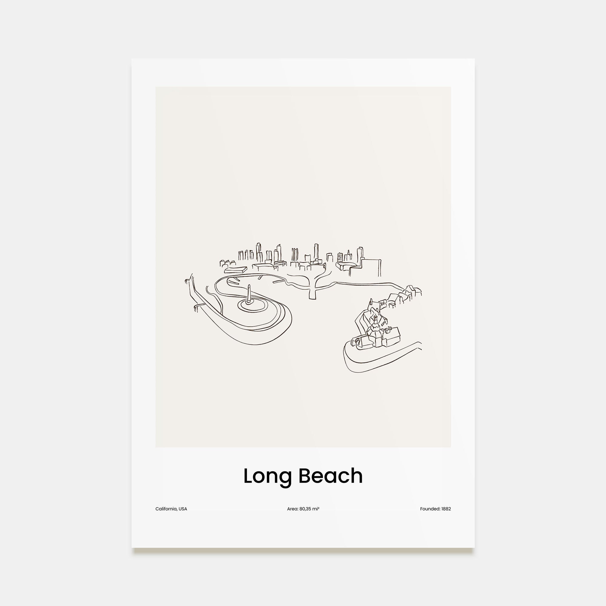 Long Beach Drawn Poster