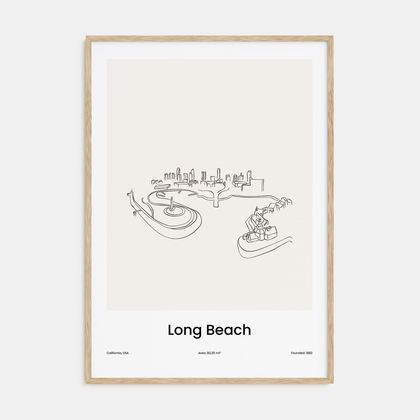 Long Beach Drawn Poster