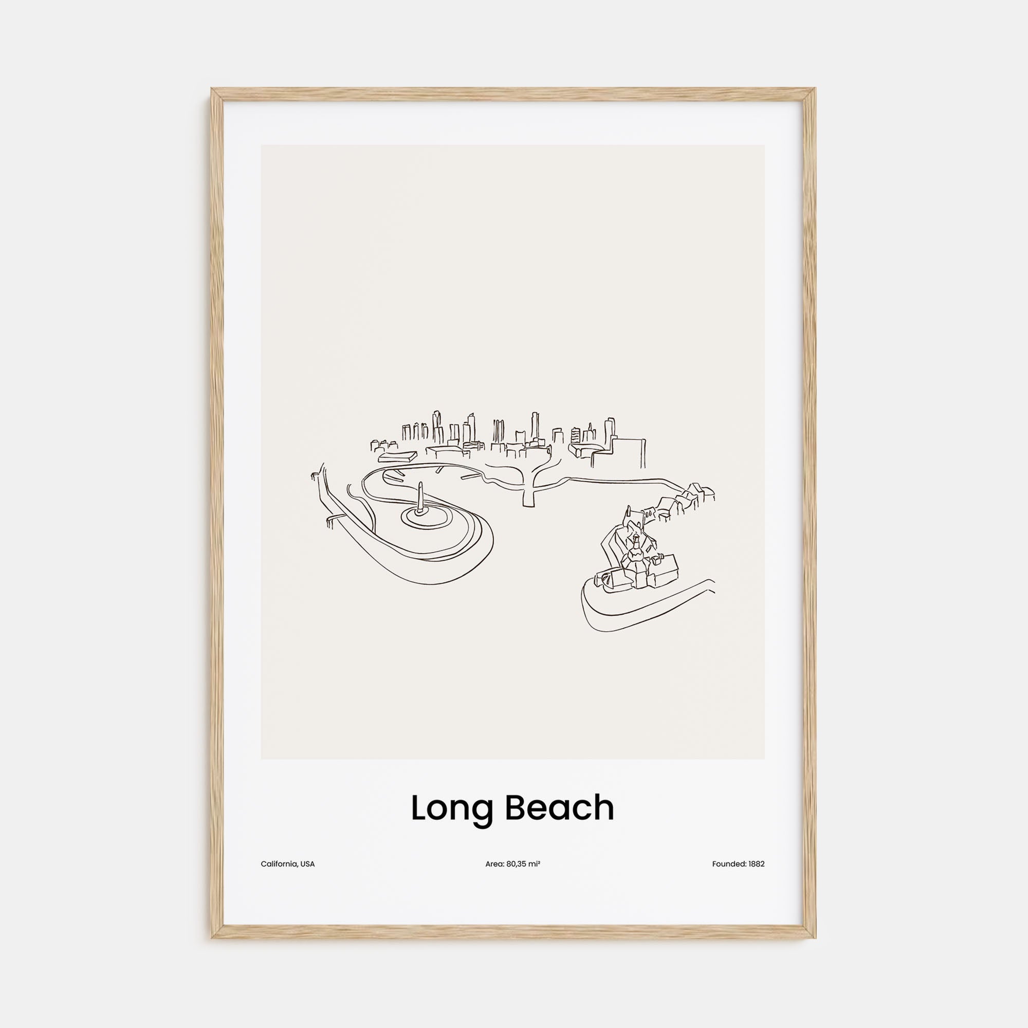 Long Beach Drawn Poster